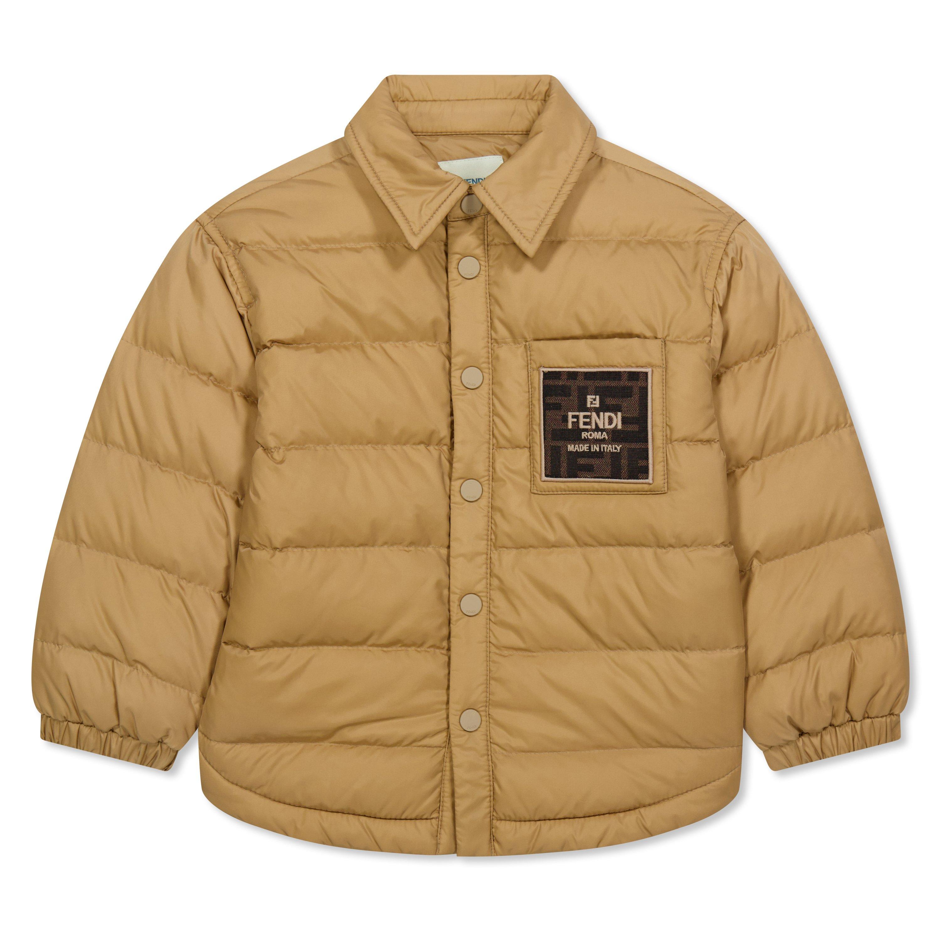 Beige F1F4G - Fendi - Kids' Down Filled Long Sleeve Short Puffer Jacket - 1