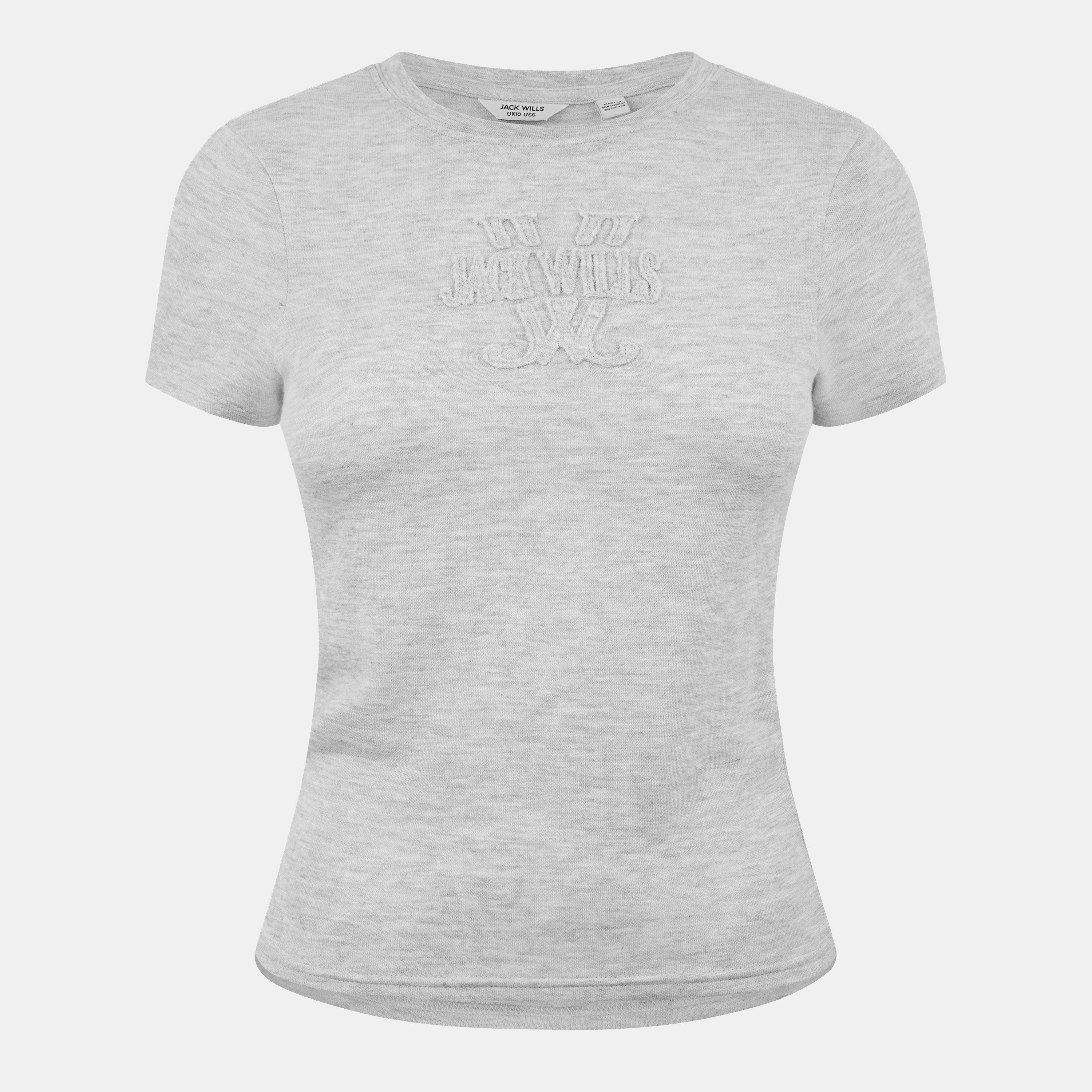 Grey Marl - Jack Wills - Women's Slub Slim Fit T-Shirt - 1