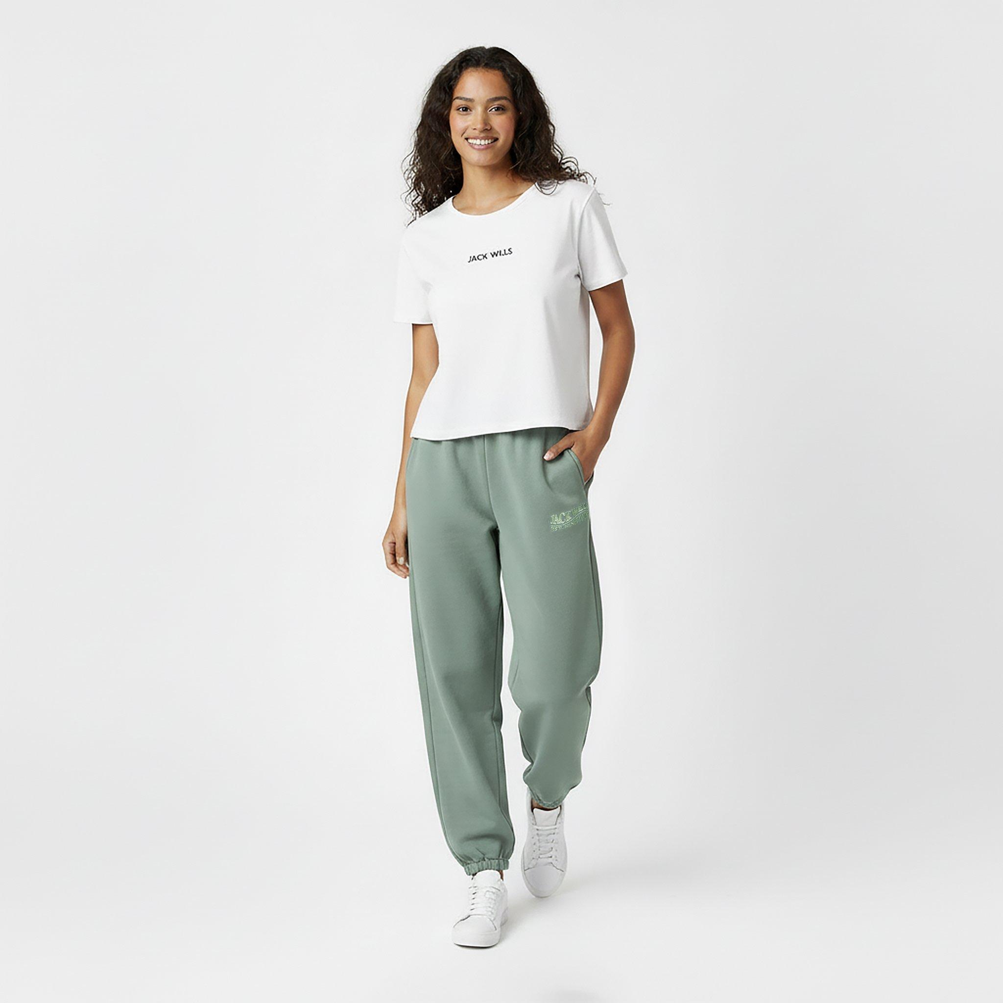 Iceberg Green - Jack Wills - Women's Loose Embellished Logo Closed Hem Fleece Joggers - 5