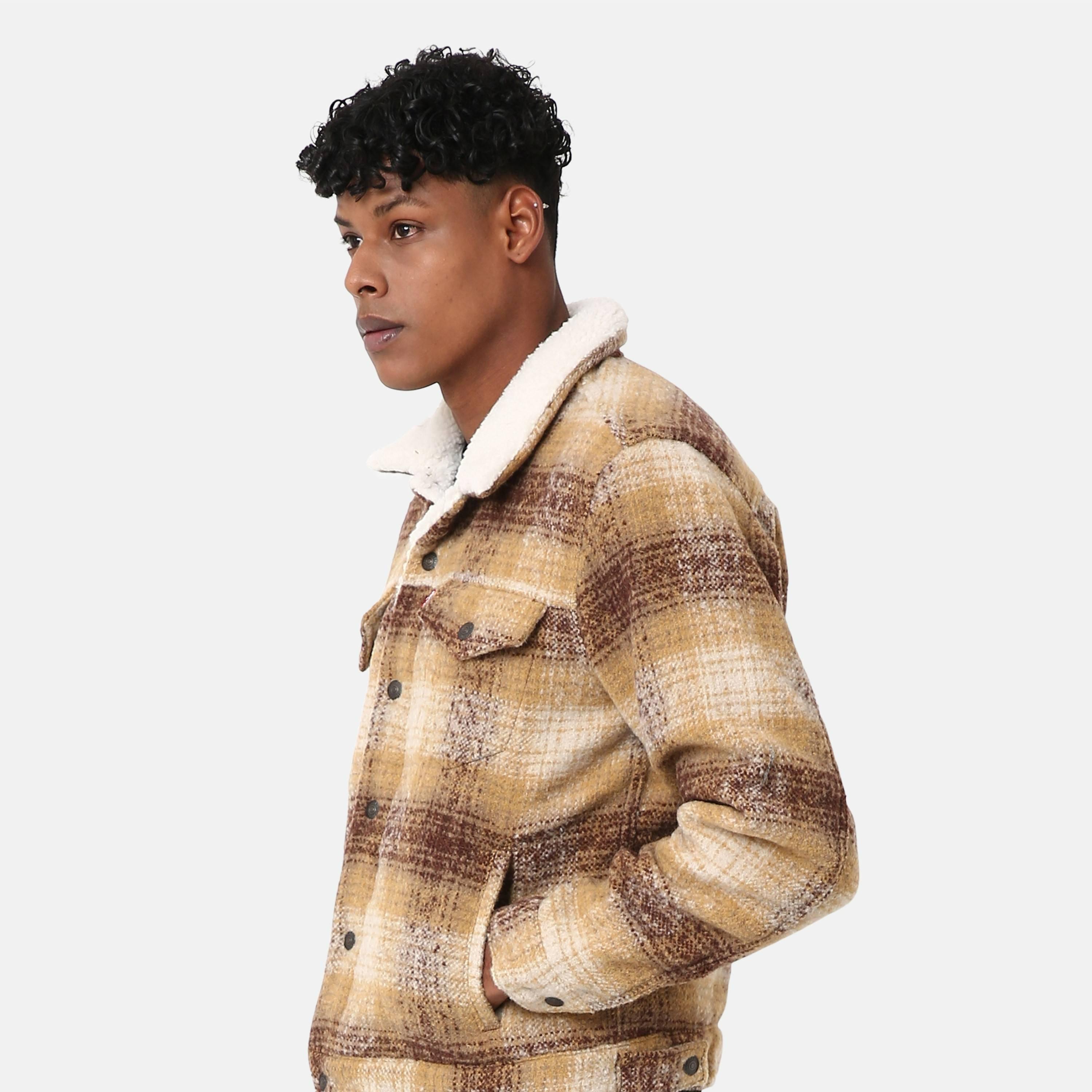Plaid Blue Grey - Levis - Men's Plaid Sherpa Overshirt - 2