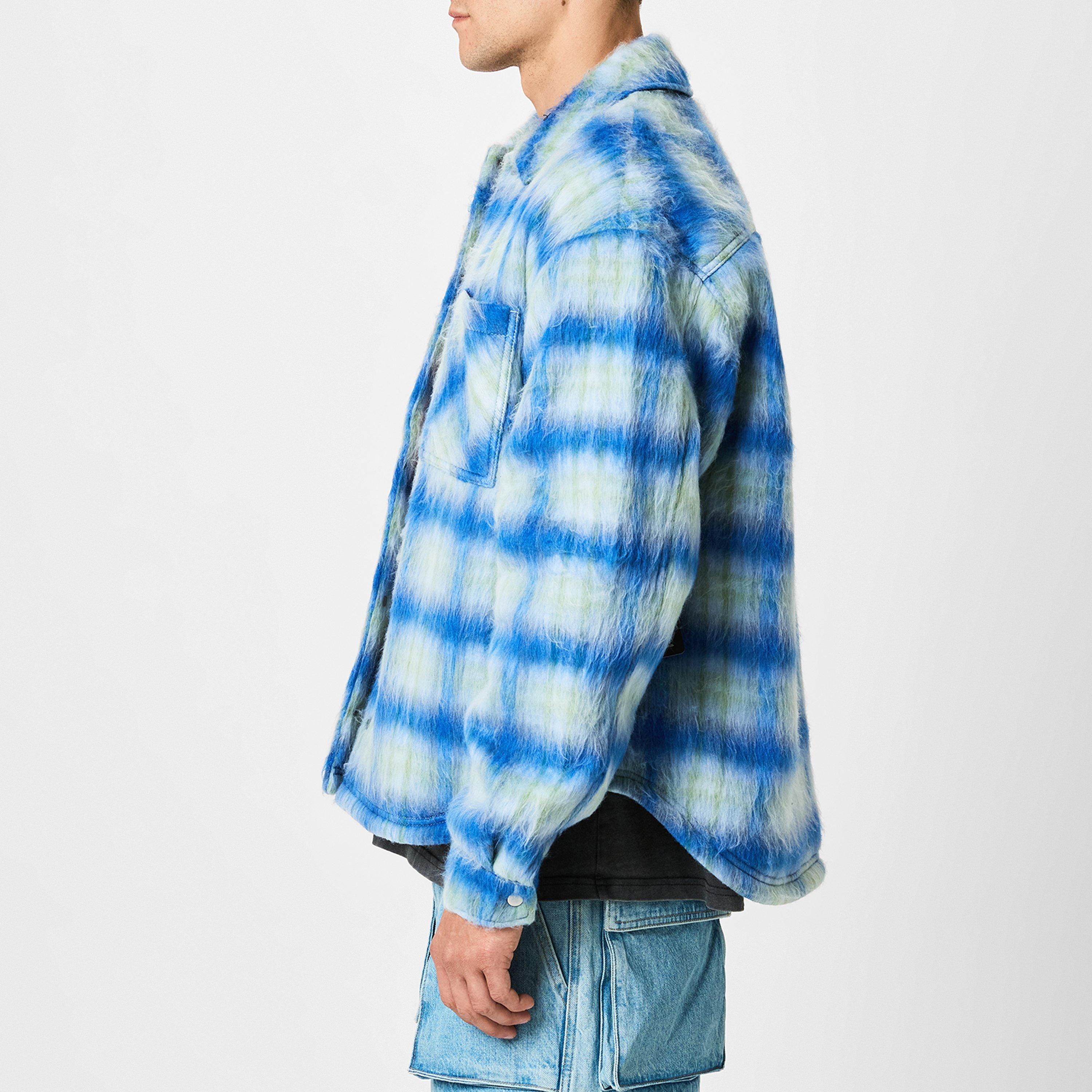 Electric Blue - Represent - Men's Rep Textured Cheque Pattern Long Sleeve Oversized Fit Overshirt - 2