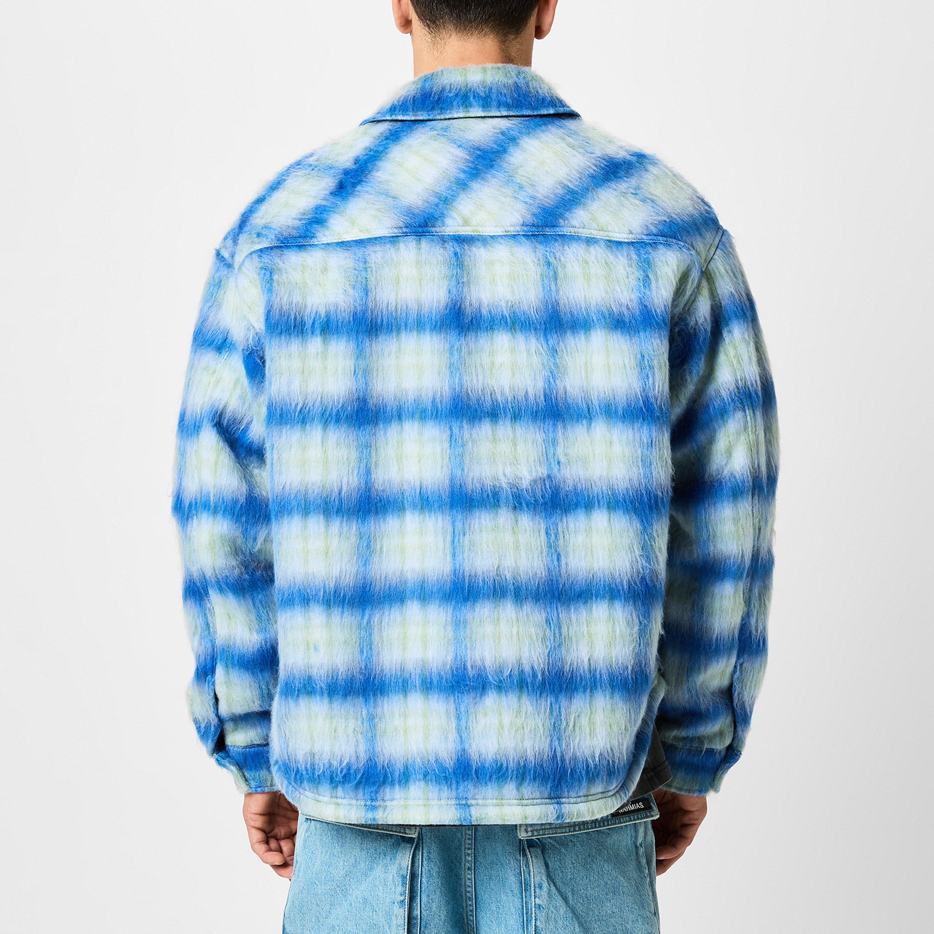 Electric Blue - Represent - Men's Rep Textured Cheque Pattern Long Sleeve Oversized Fit Overshirt - 3