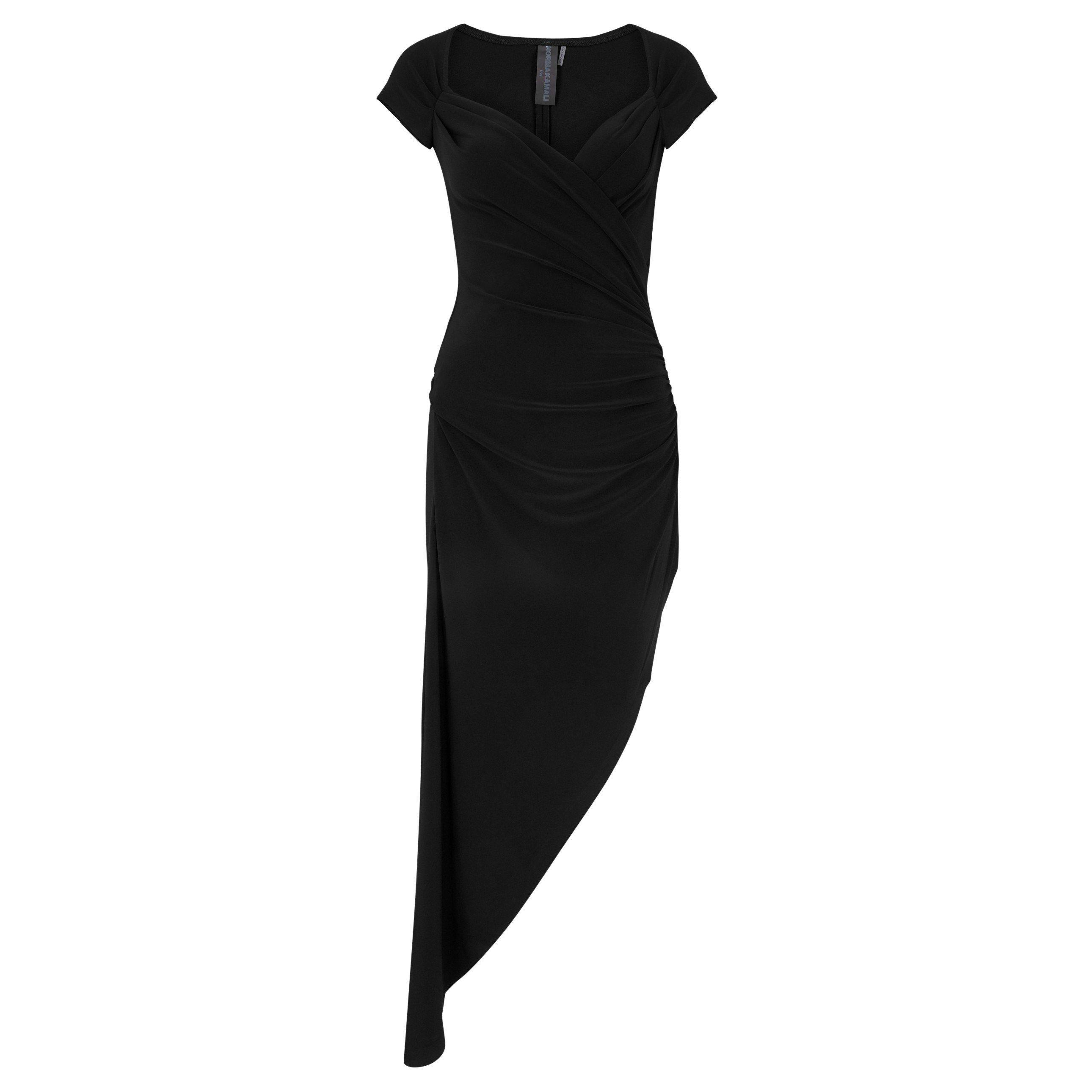 BLACK - Norma Kamali - CAP SLEEVE SWEETHEART SIDE DRA - 1
