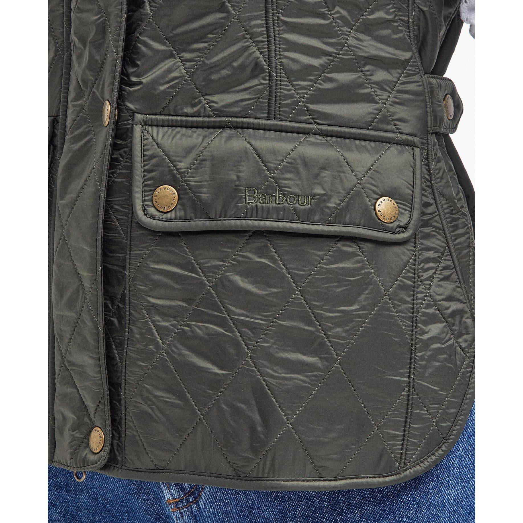 Olive - Barbour - Women's Wray Diamond Quilted Fleece Lined Sleeveless Gilet - 10
