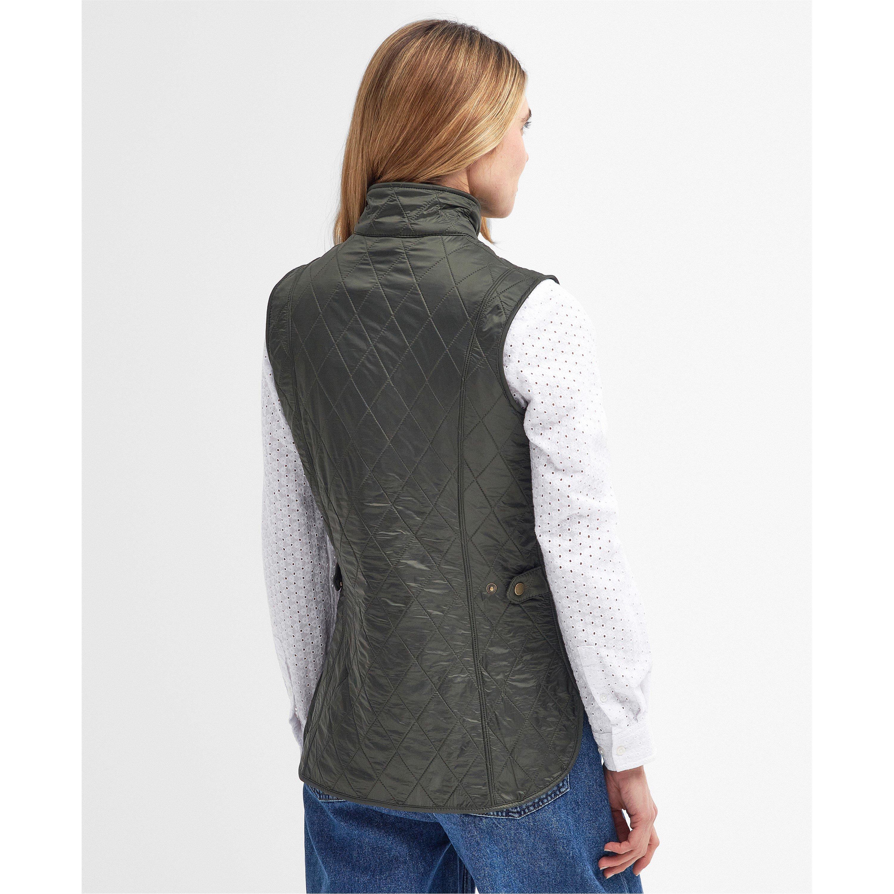 Olive - Barbour - Women's Wray Diamond Quilted Fleece Lined Sleeveless Gilet - 2