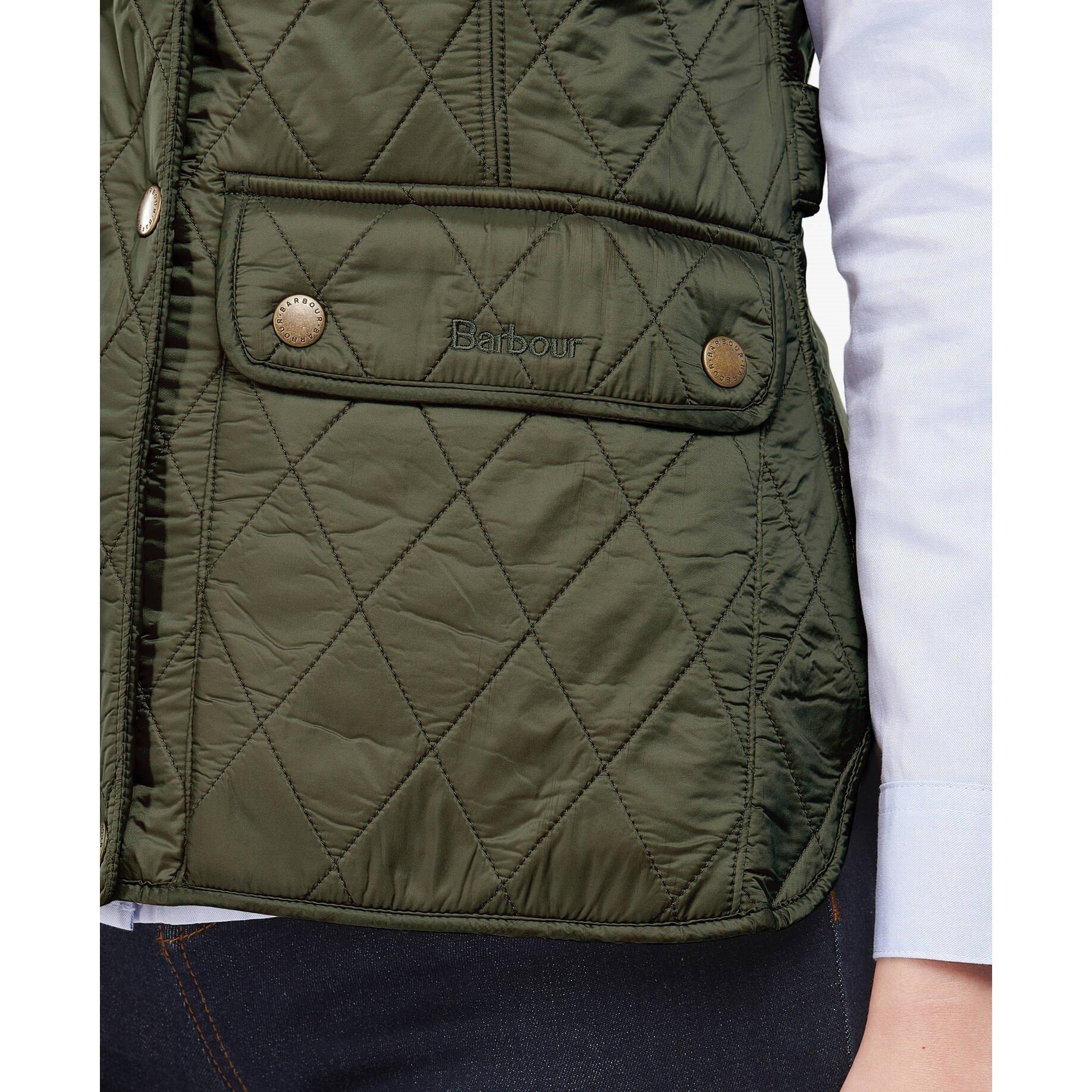 Olive - Barbour - Women's Wray Diamond Quilted Fleece Lined Sleeveless Gilet - 5