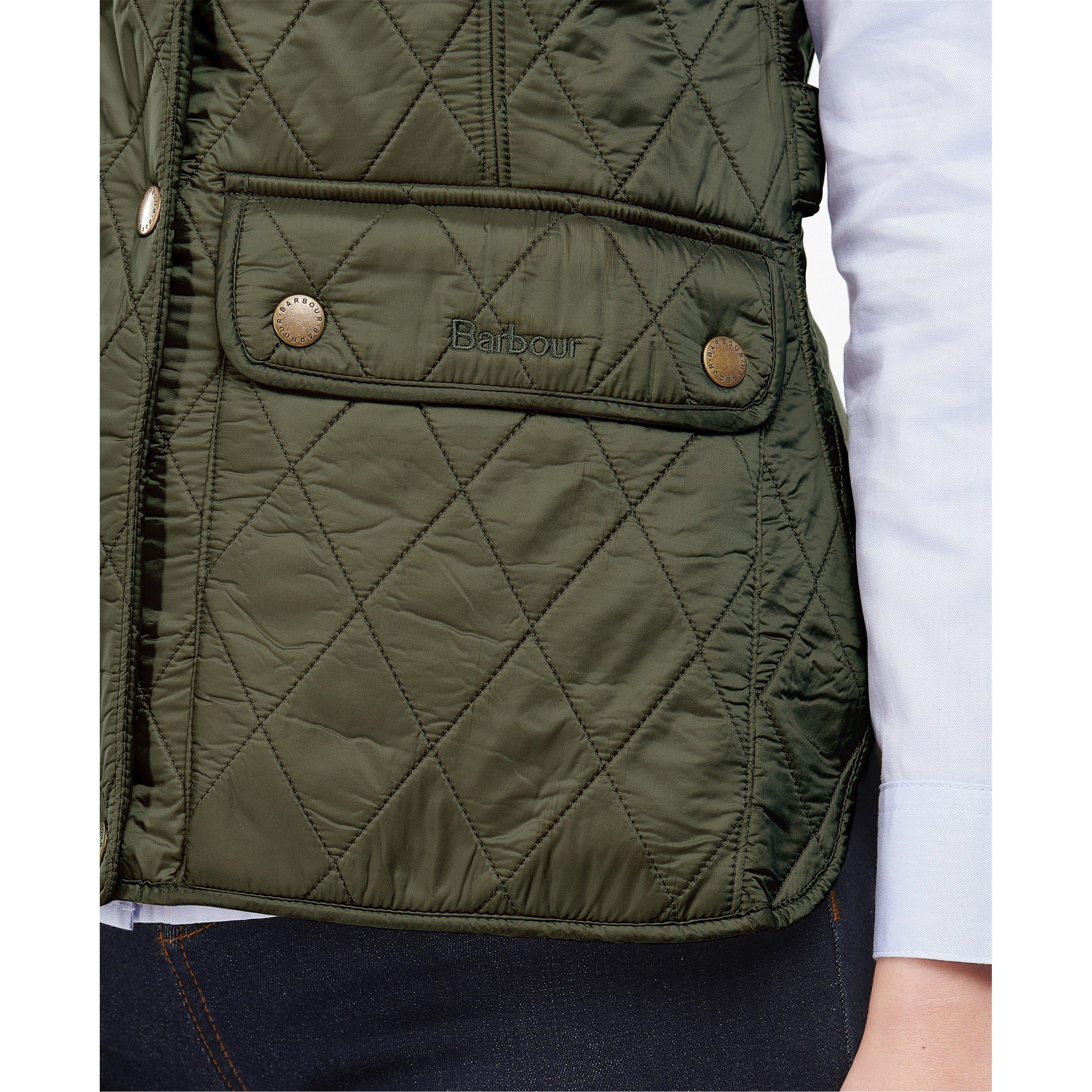 Olive - Barbour - Women's Wray Diamond Quilted Fleece Lined Sleeveless Gilet - 7