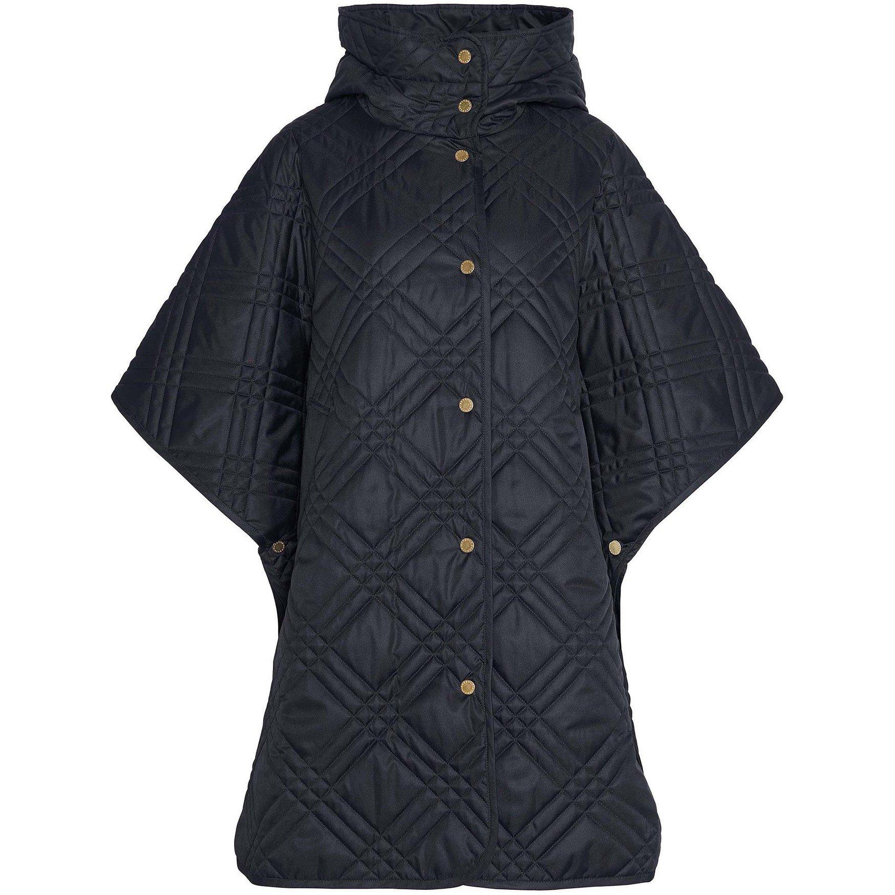 Black/MCabernet - Barbour - Women's Astor Tartan Quilted Cape - 9