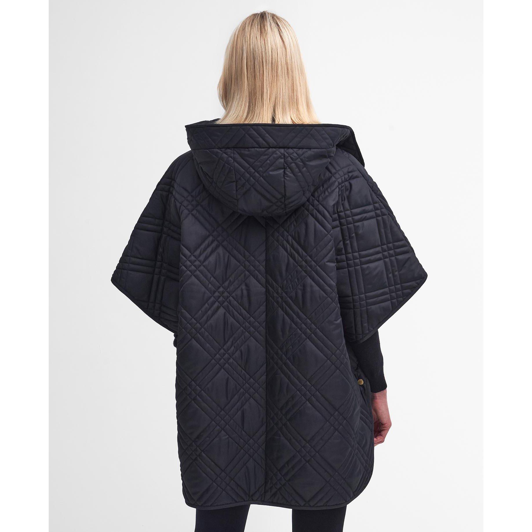 Black/MCabernet - Barbour - Women's Astor Tartan Quilted Cape - 2