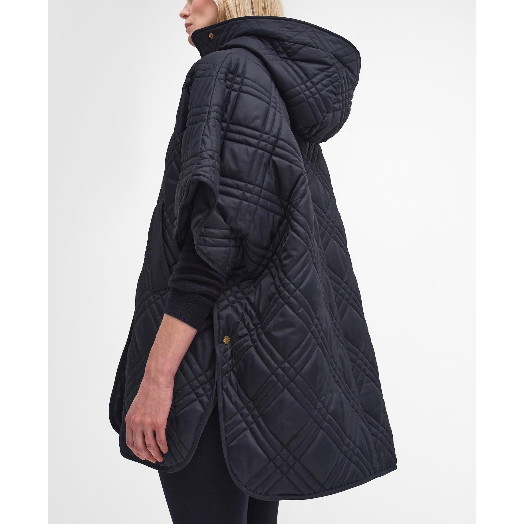 Black/MCabernet - Barbour - Women's Astor Tartan Quilted Cape - 5