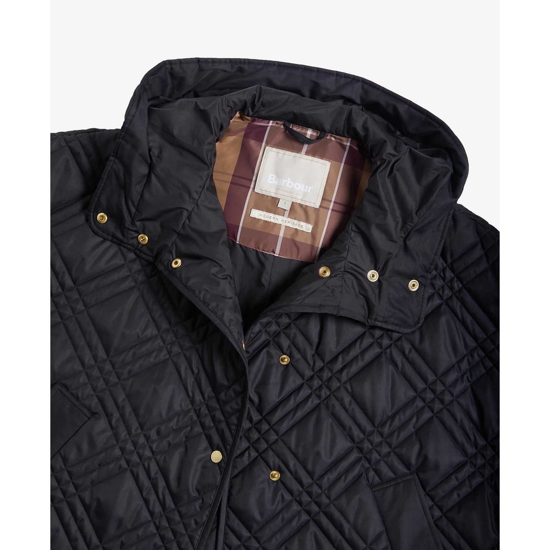 Black/MCabernet - Barbour - Women's Astor Tartan Quilted Cape - 7