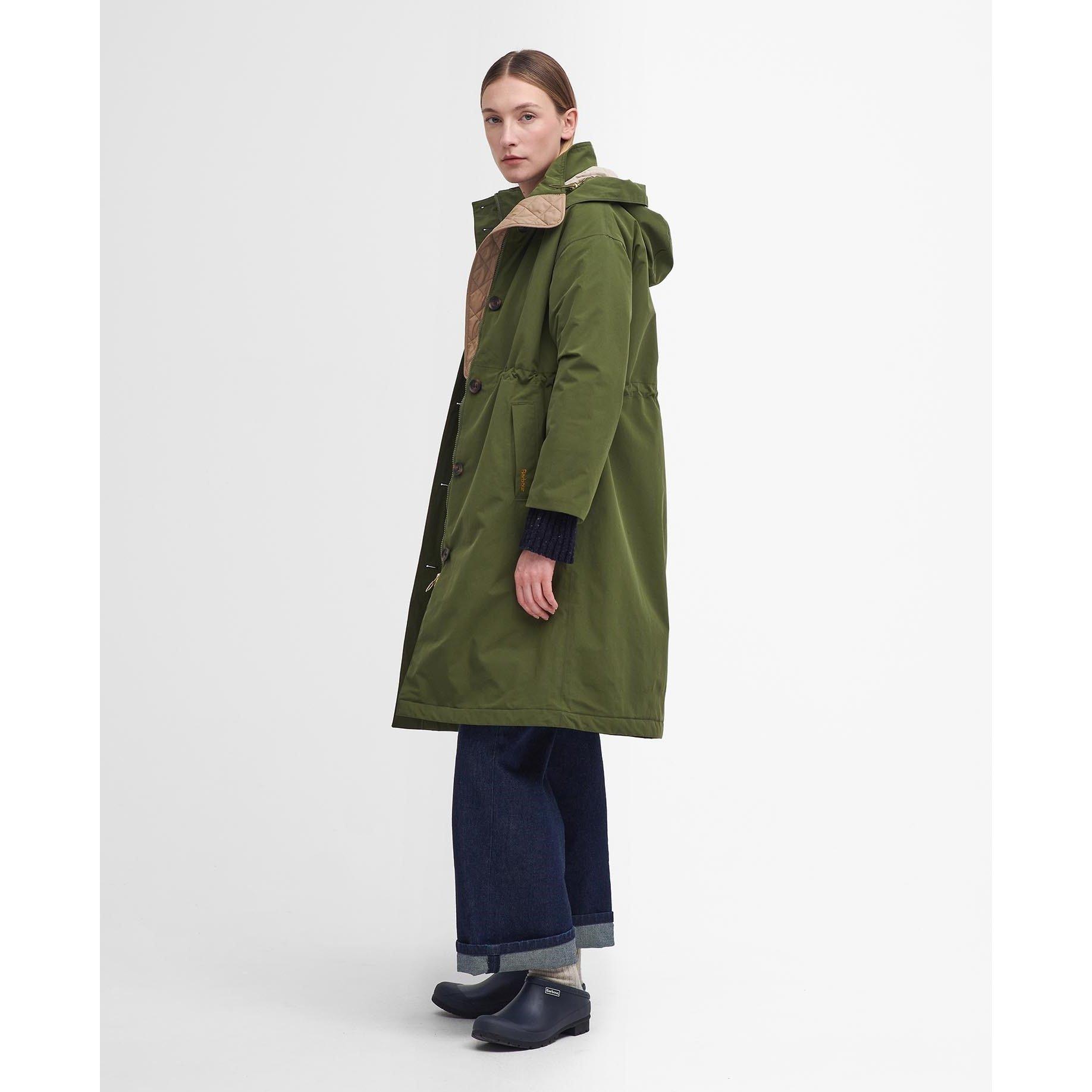 Moss/Sand/ Pink - Barbour - Women's Iris Waterproof Rain Anorak - 1