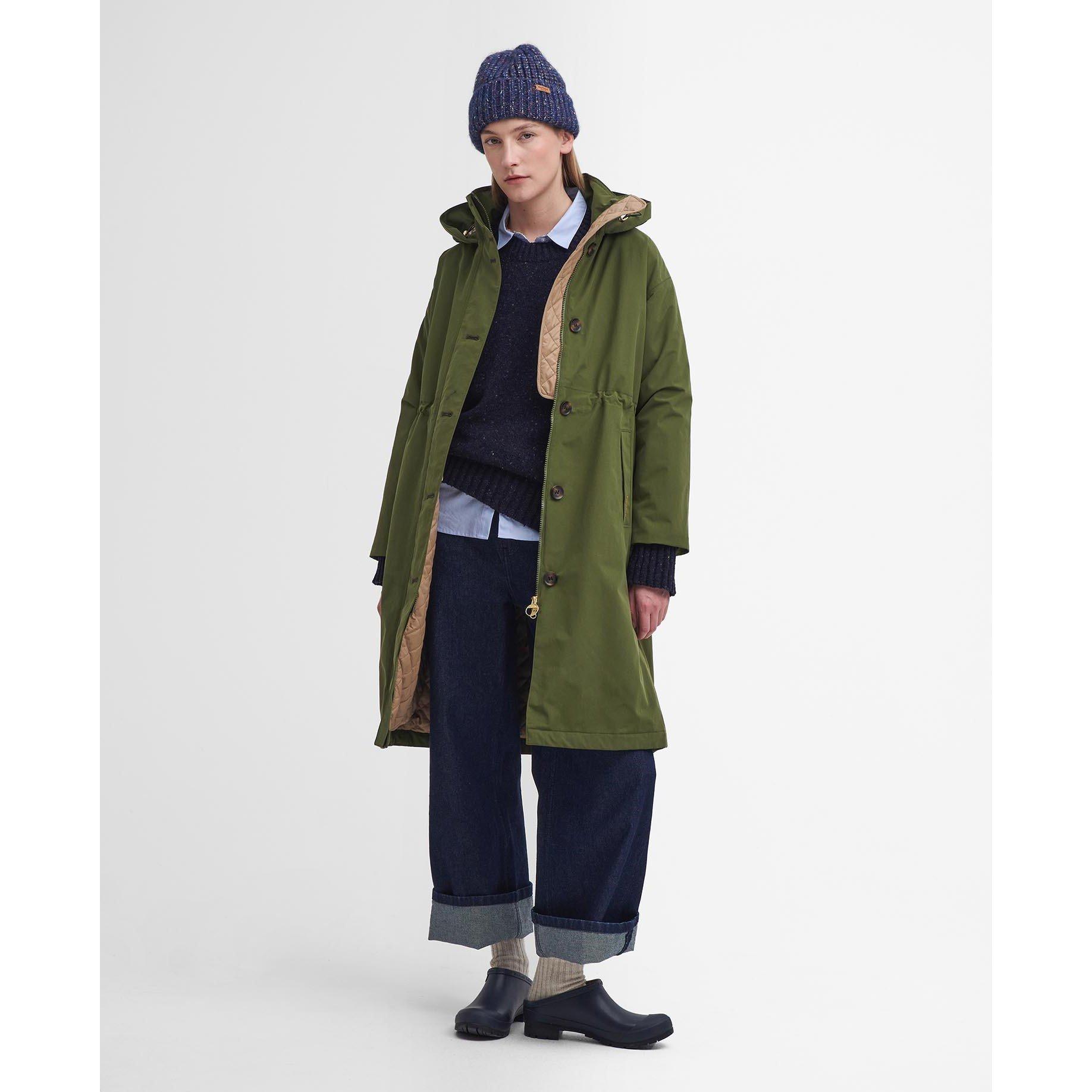 Moss/Sand/ Pink - Barbour - Women's Iris Waterproof Rain Anorak - 3