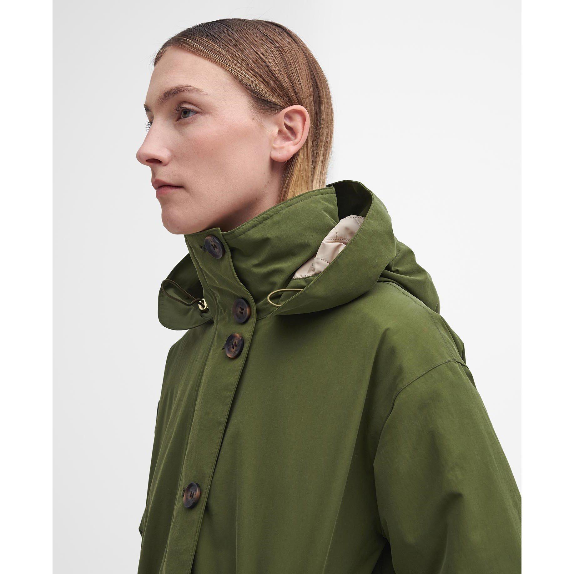 Moss/Sand/ Pink - Barbour - Women's Iris Waterproof Rain Anorak - 4