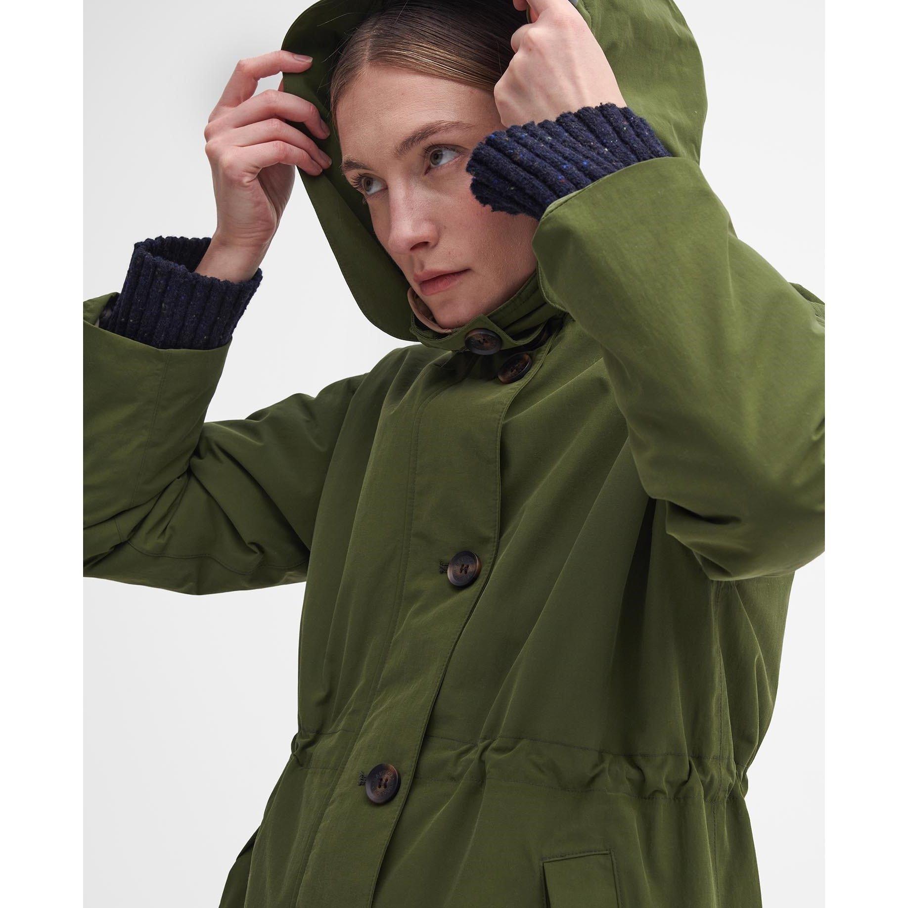 Moss/Sand/ Pink - Barbour - Women's Iris Waterproof Rain Anorak - 5