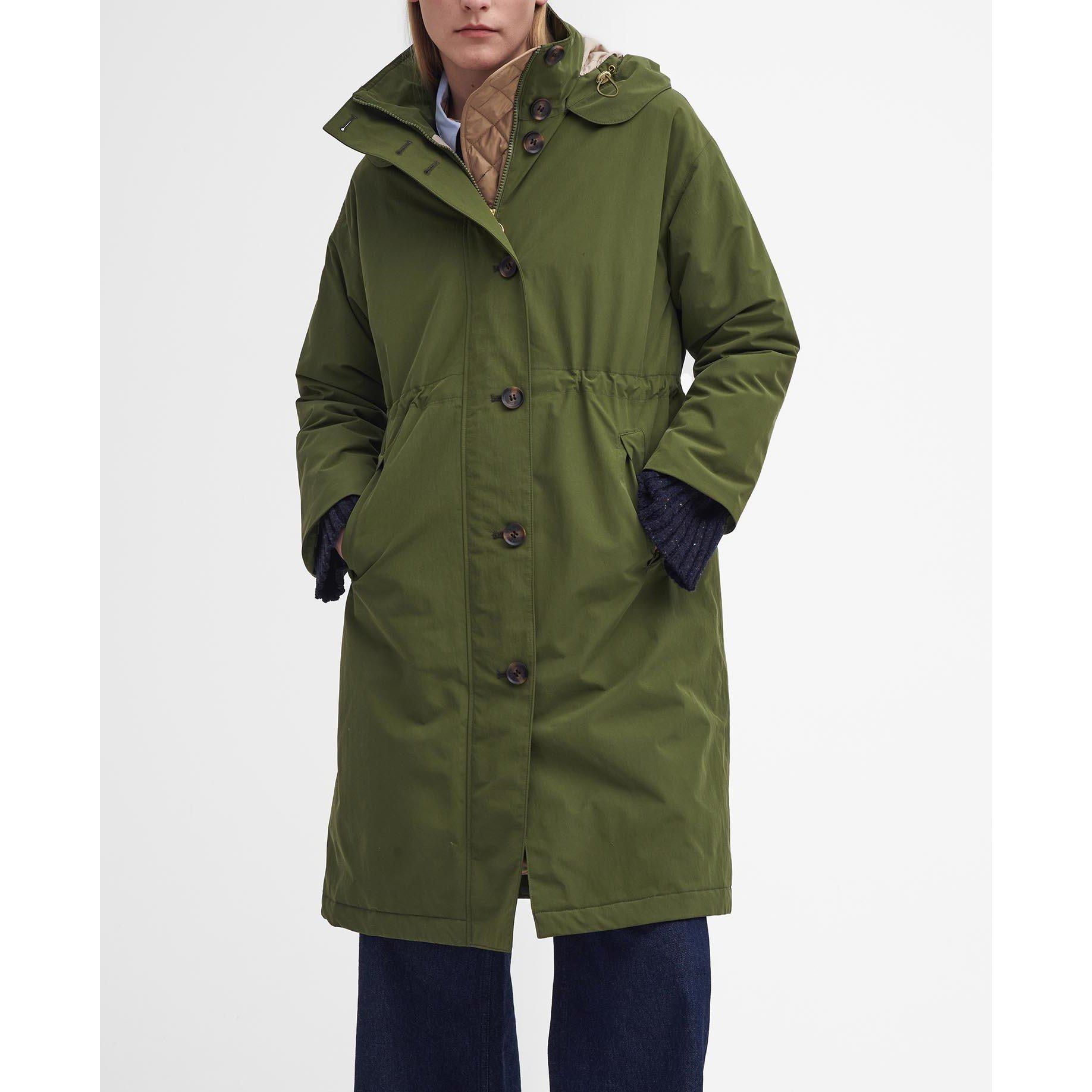 Moss/Sand/ Pink - Barbour - Women's Iris Waterproof Rain Anorak - 7