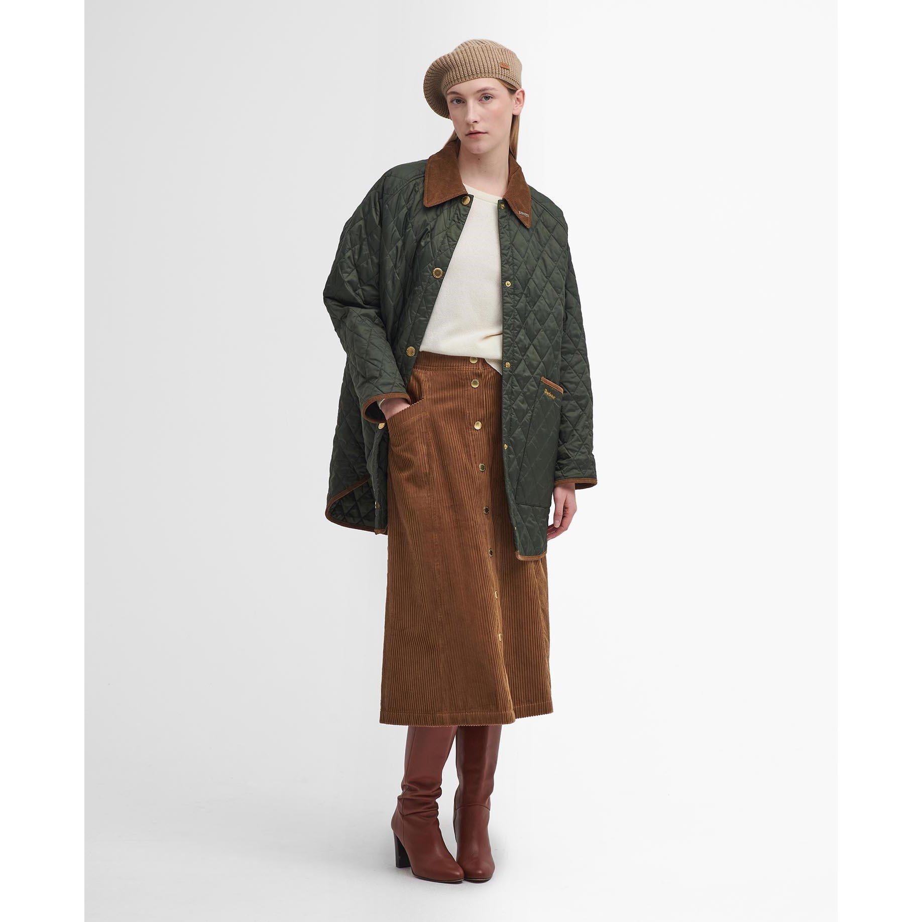 Olive/Classic - Barbour - Women's Liddesdale 30th Anniversary Diamond Quilted Oversized Quilted Jacket - 3