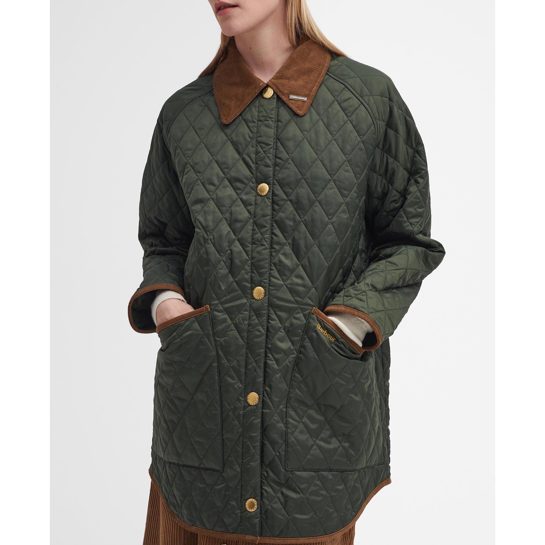 Olive/Classic - Barbour - Women's Liddesdale 30th Anniversary Diamond Quilted Oversized Quilted Jacket - 5