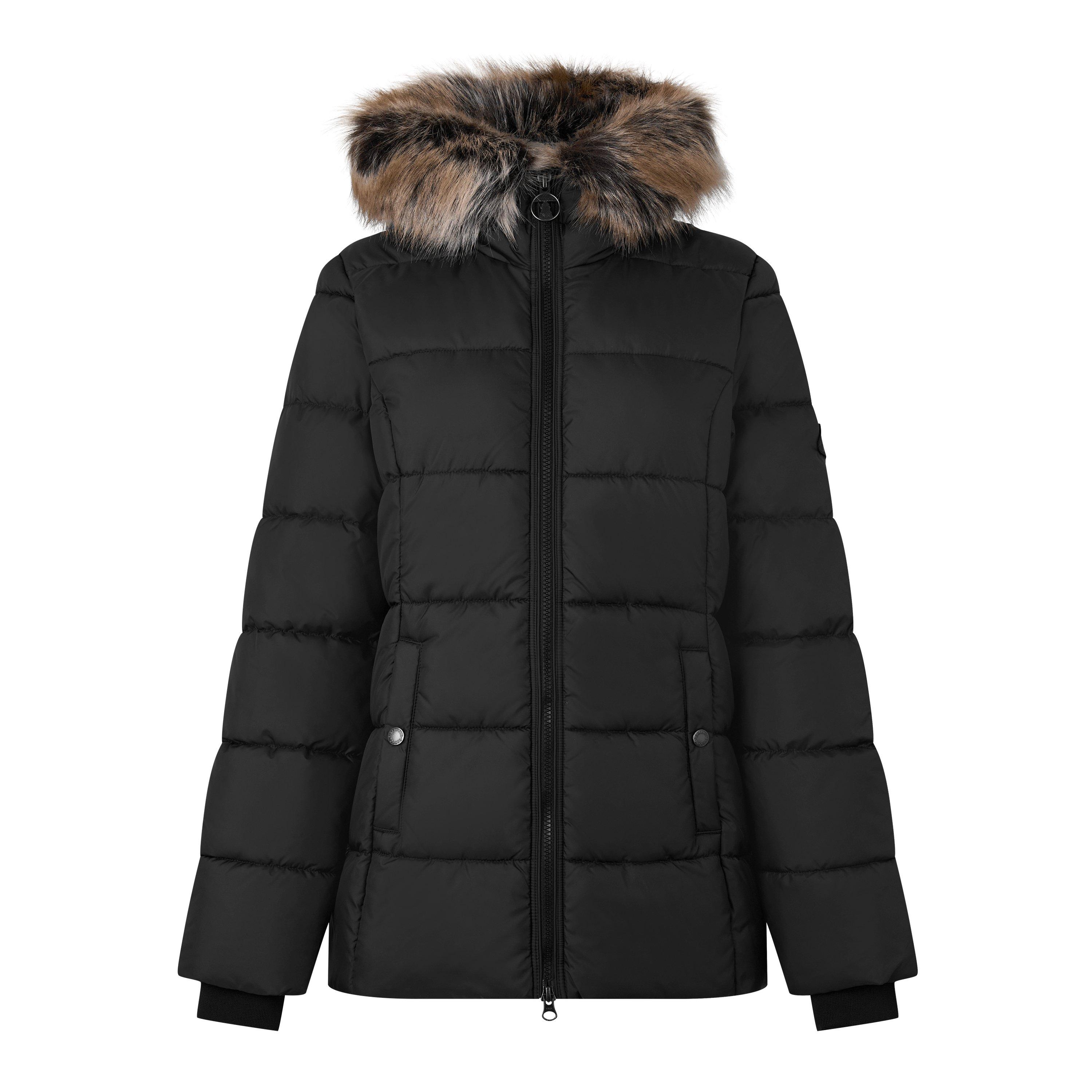 Black SMU - Barbour - Women's Midhurst Quilted Faux Fur Hood Short Puffer Jacket - 5