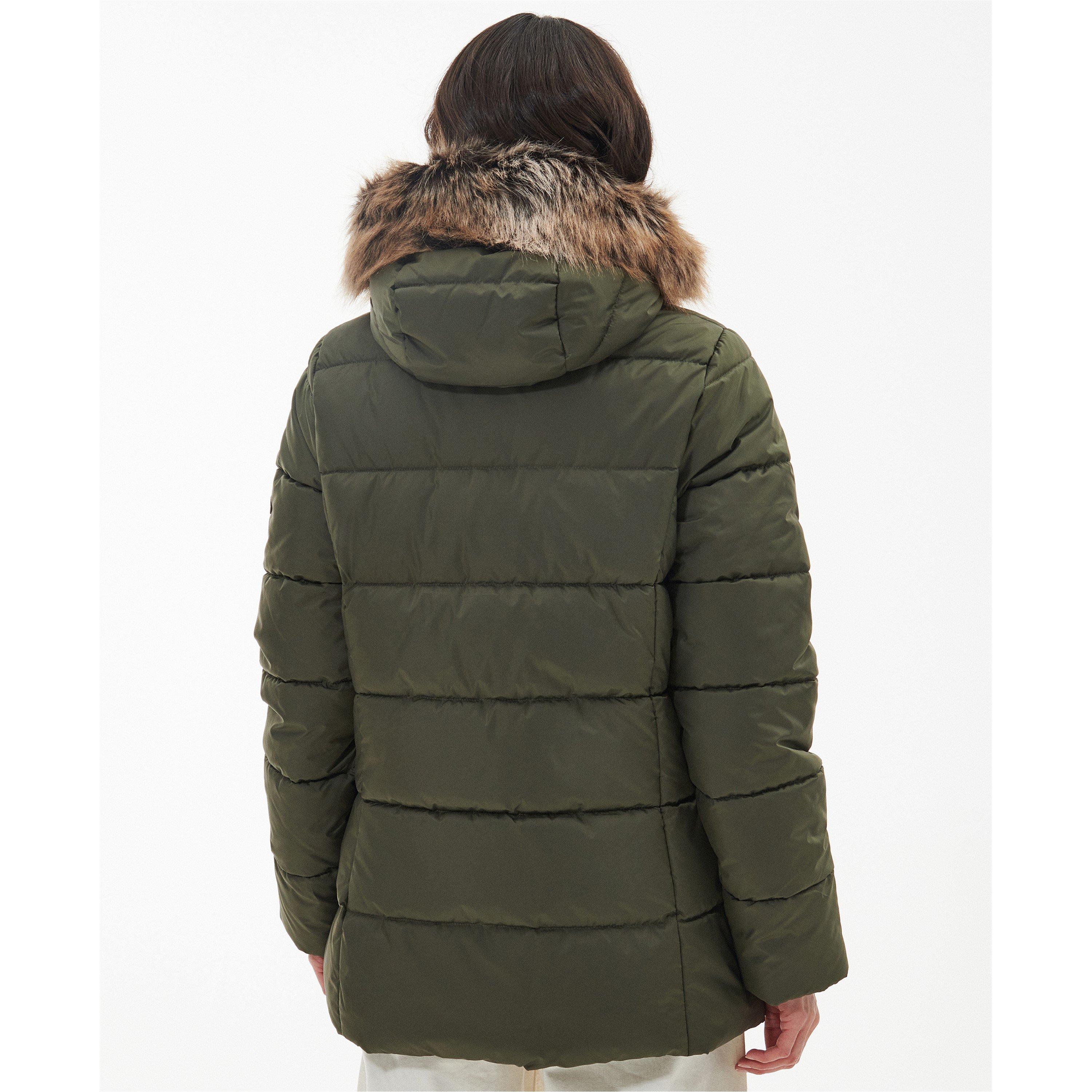 Deep Olive - Barbour - Women's Midhurst Quilted Faux Fur Hood Short Puffer Jacket - 2