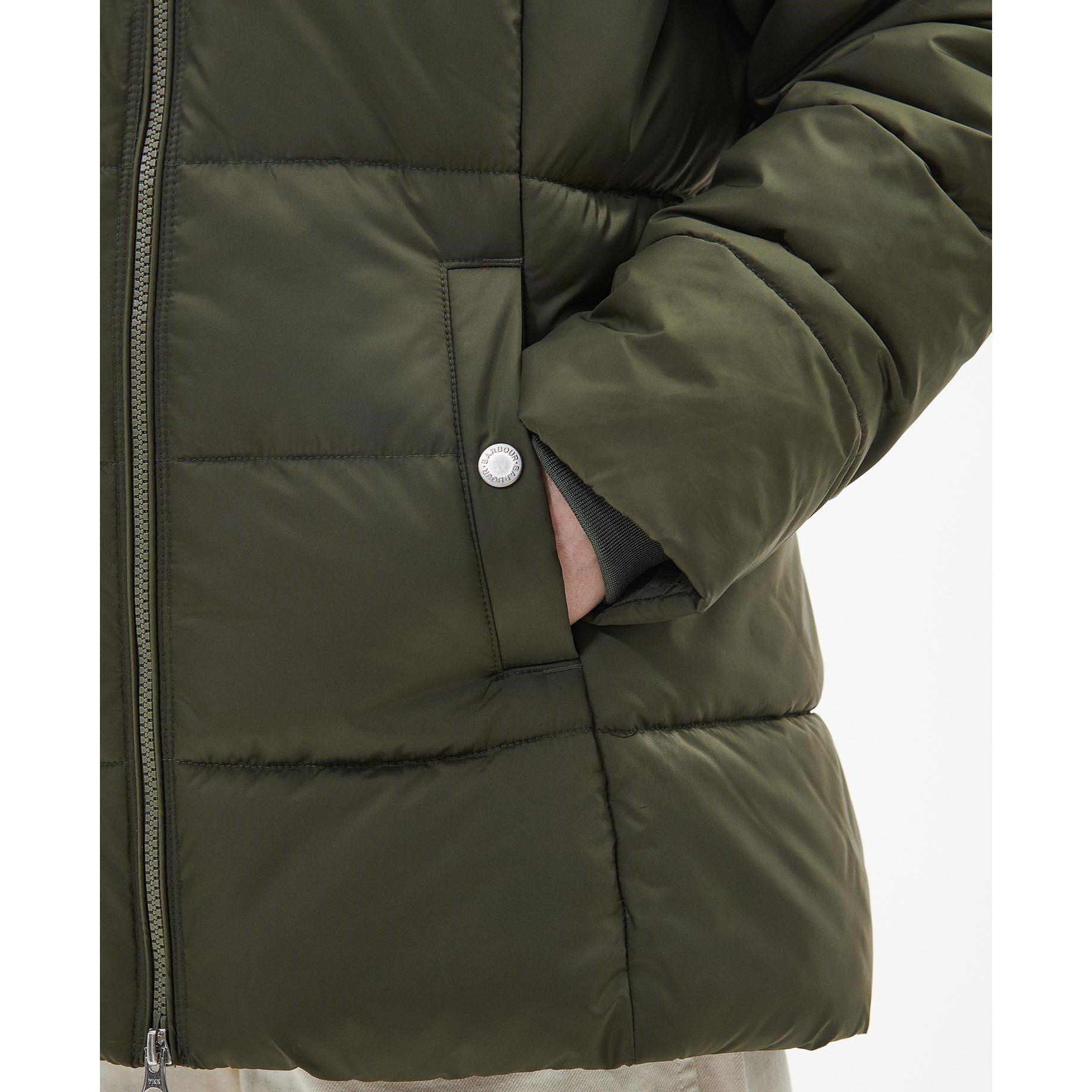 Deep Olive - Barbour - Women's Midhurst Quilted Faux Fur Hood Short Puffer Jacket - 5