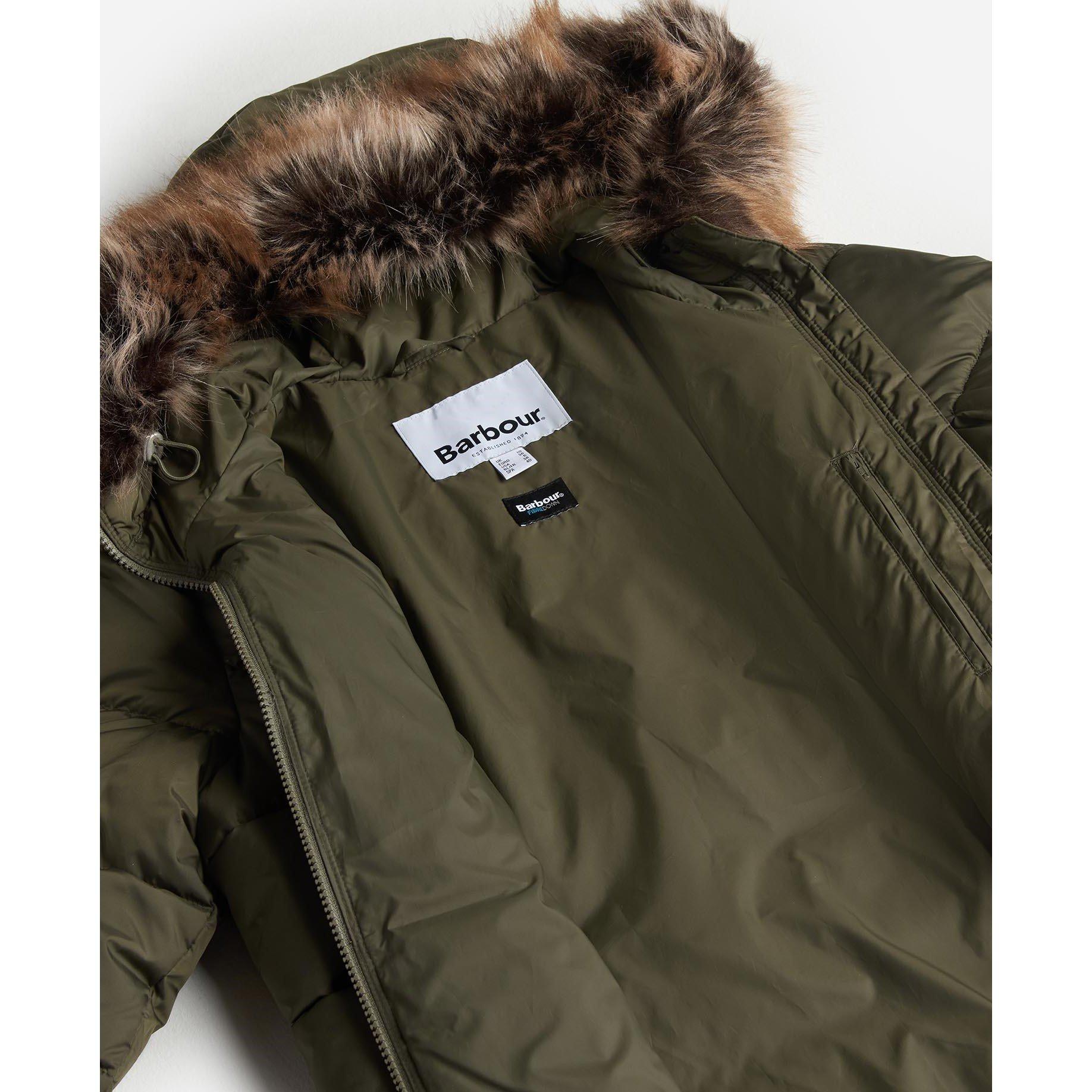 Deep Olive - Barbour - Women's Midhurst Quilted Faux Fur Hood Short Puffer Jacket - 7