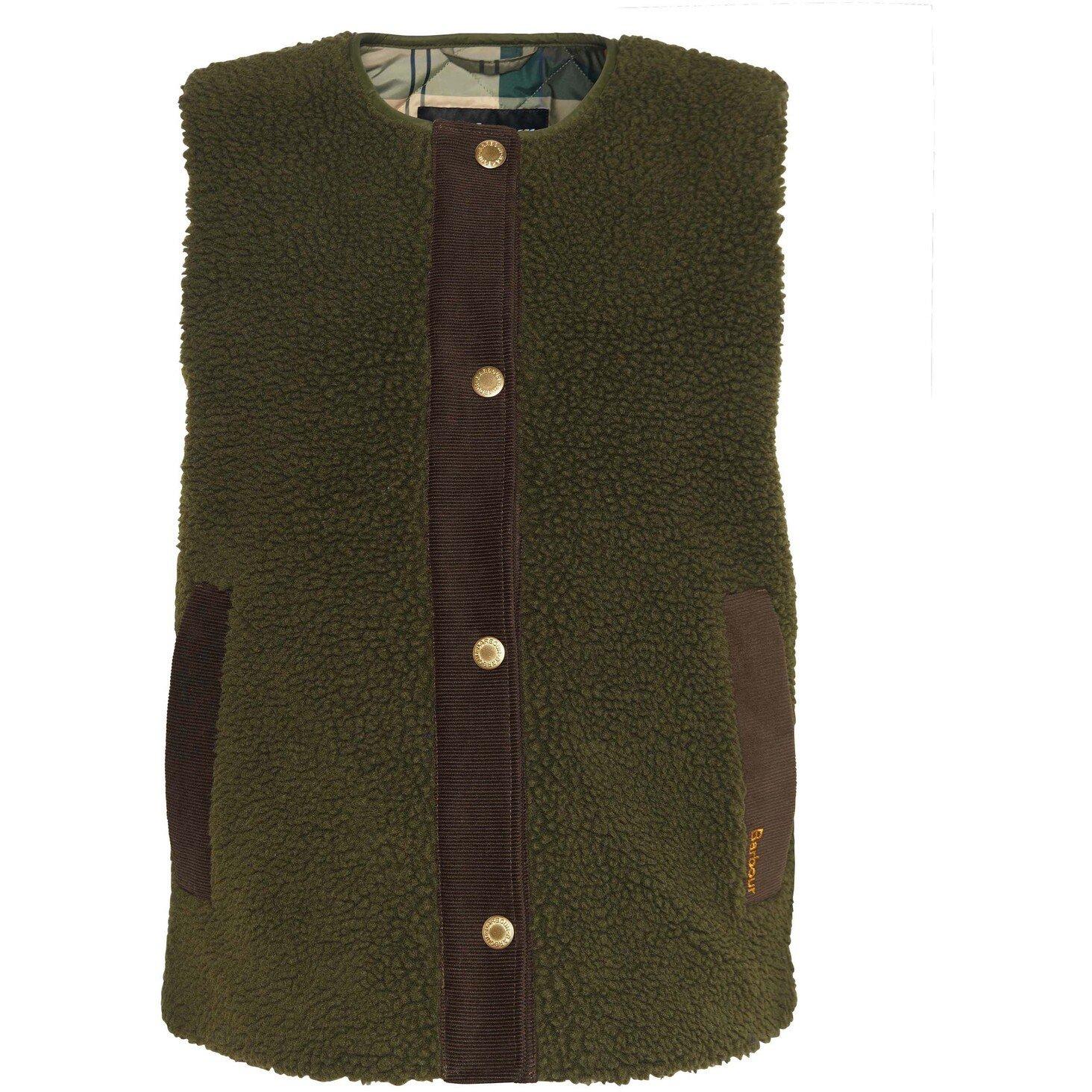 Olive - Barbour - Women's Dulsie Teddy Fur Sleeveless Gilet - 1
