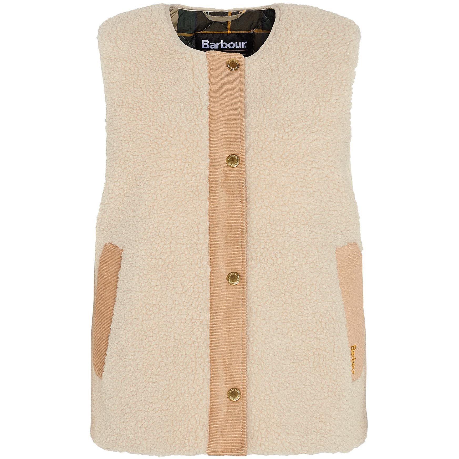 Ecru/Ancient - Barbour - Women's Dulsie Teddy Fur Sleeveless Gilet - 4
