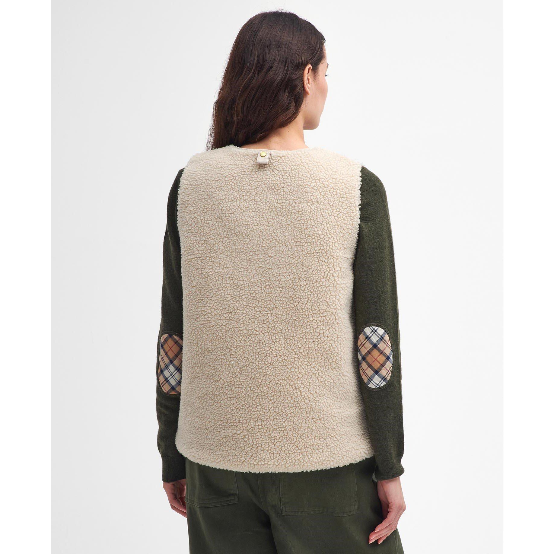 Ecru/Ancient - Barbour - Women's Dulsie Teddy Fur Sleeveless Gilet - 2