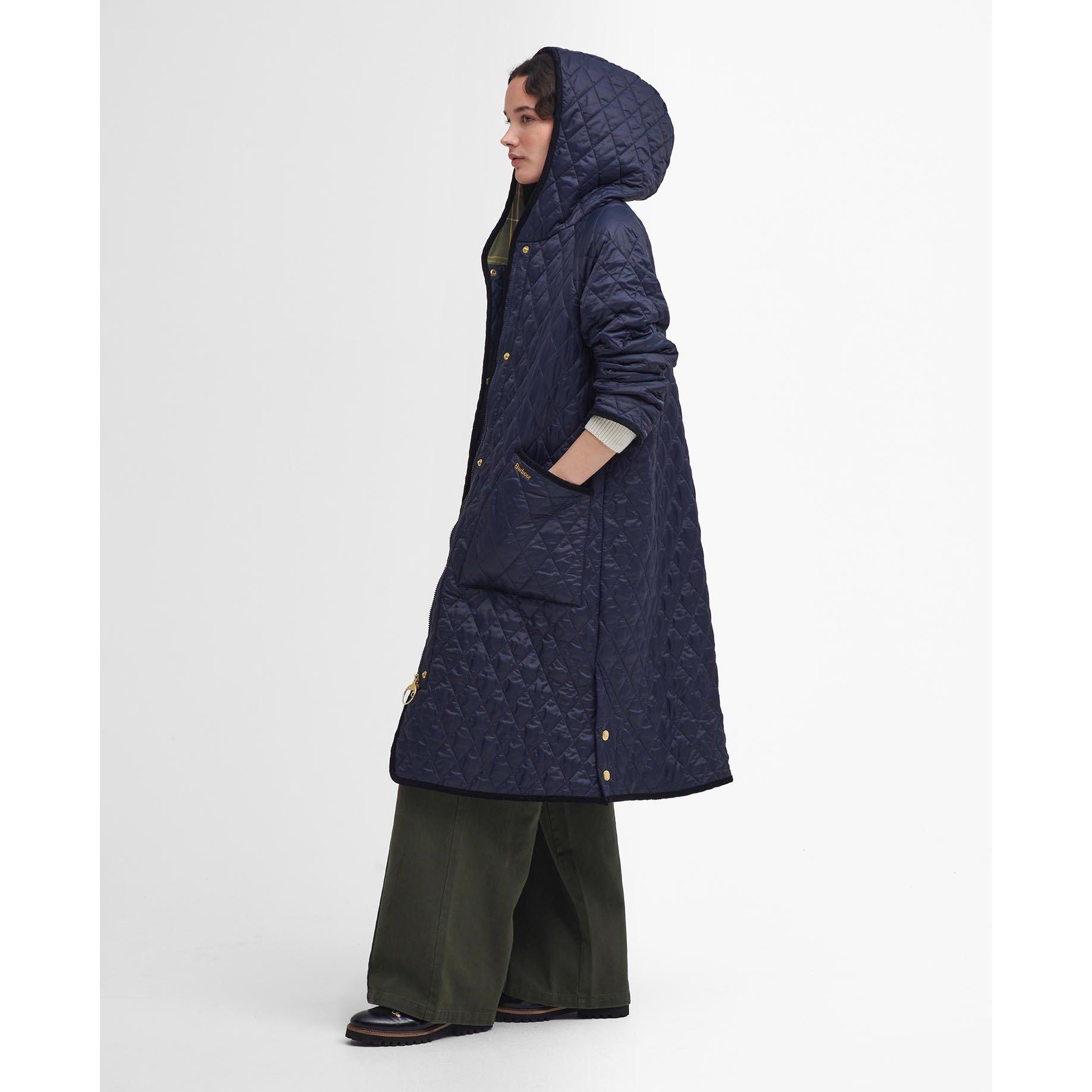 Navy/Classic - Barbour - Women's Harmby Longline Diamond Quilted Jacket - 3