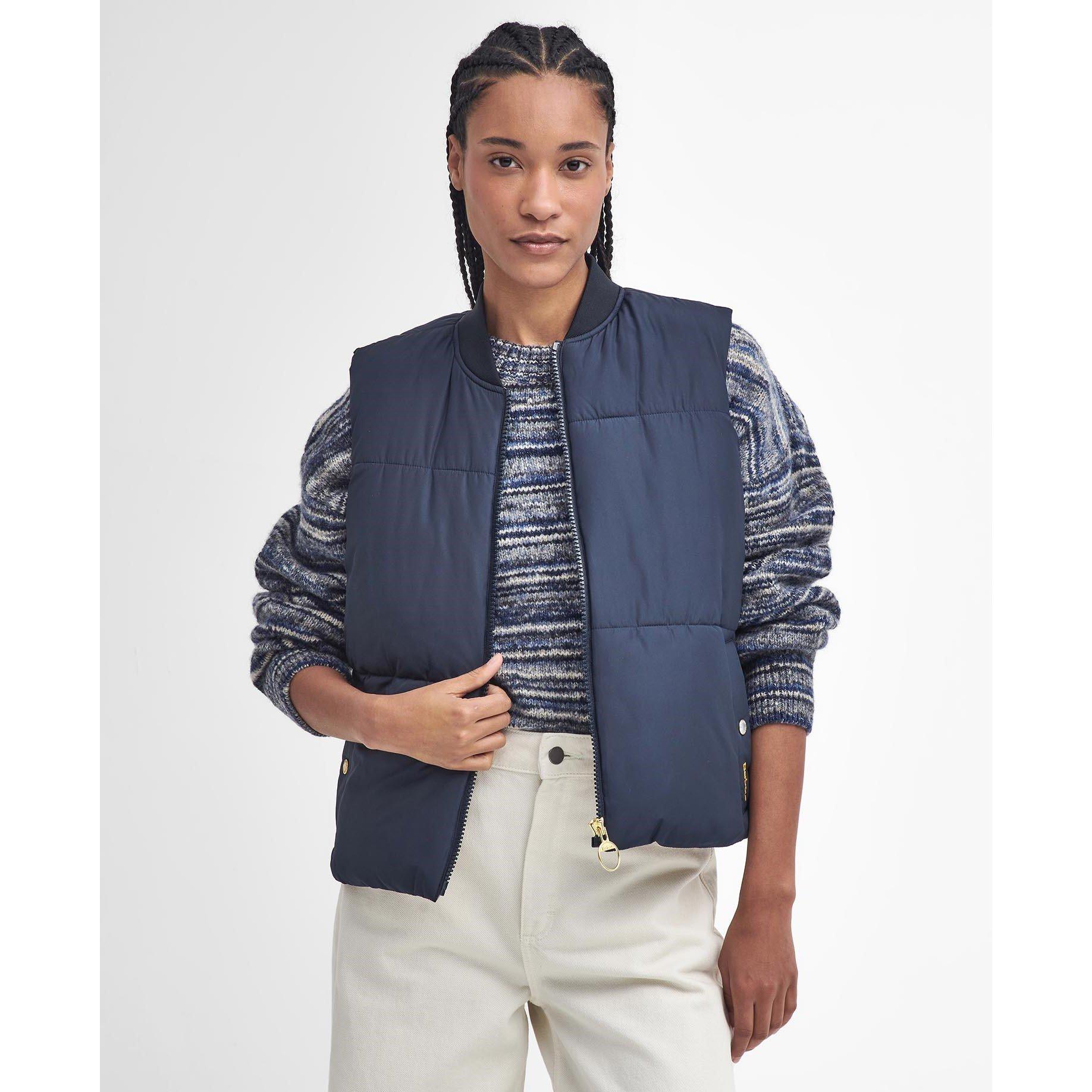 Navy/Brwn/Sand - Barbour - Women's Fay Down Filled Sleeveless Gilet - 1