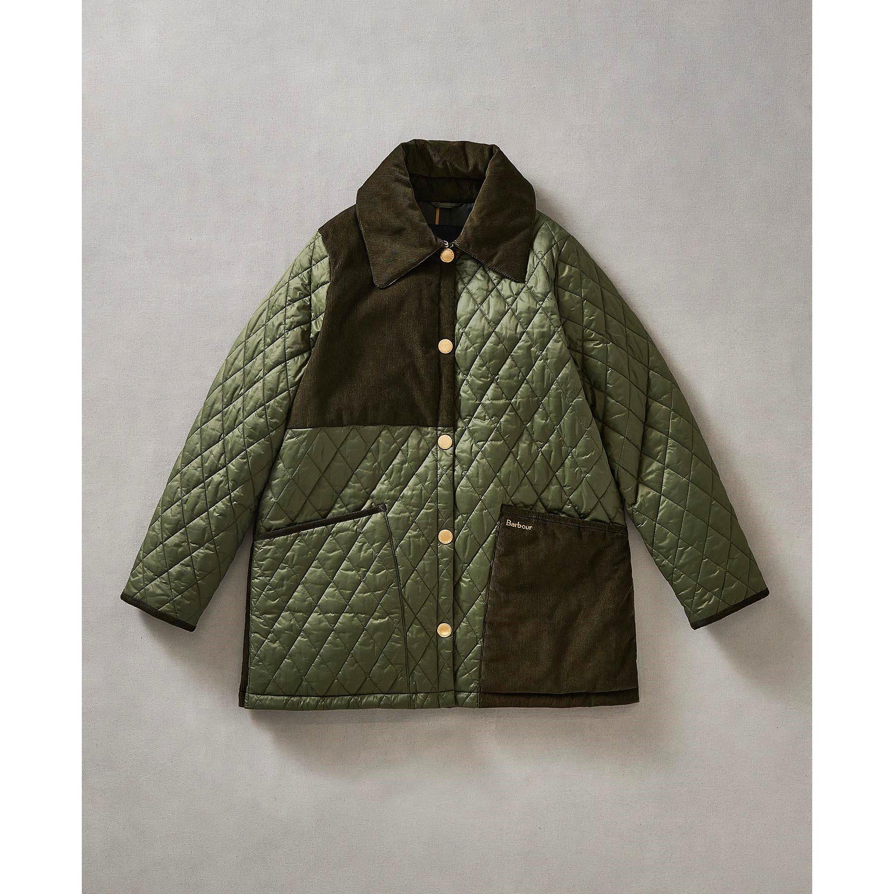 Olive/Ancient - Barbour - Women's  Reeth Diamond Quilted Patchwork Jacket - 9