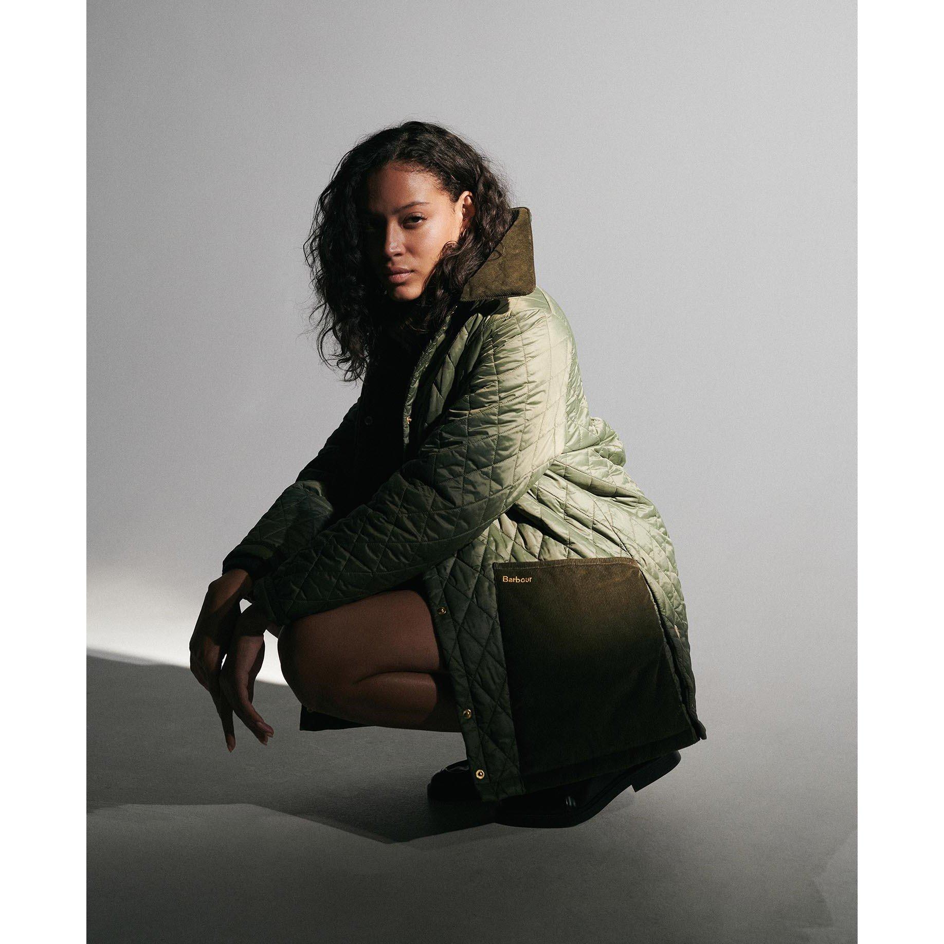 Olive/Ancient - Barbour - Women's  Reeth Diamond Quilted Patchwork Jacket - 11