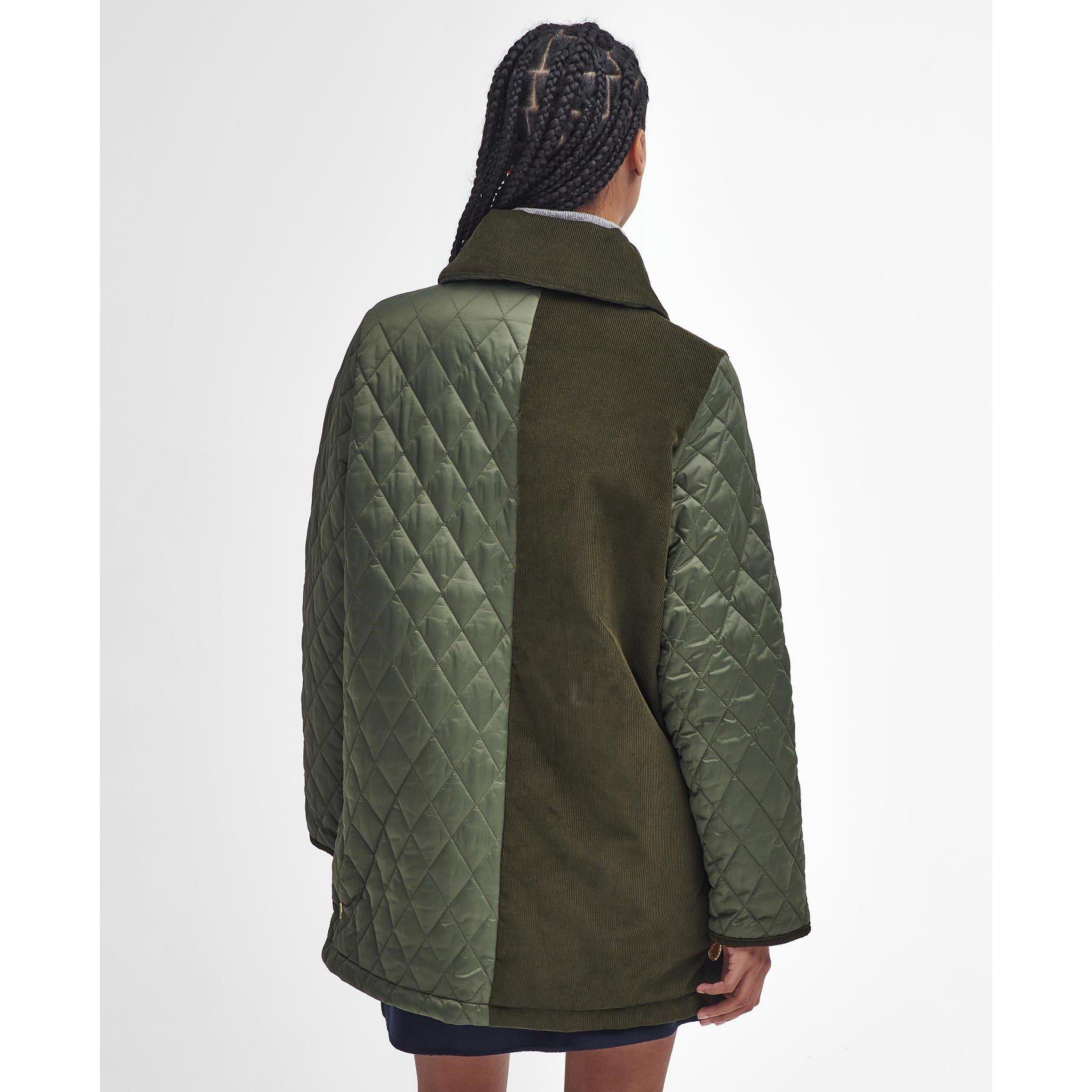 Olive/Ancient - Barbour - Women's  Reeth Diamond Quilted Patchwork Jacket - 2