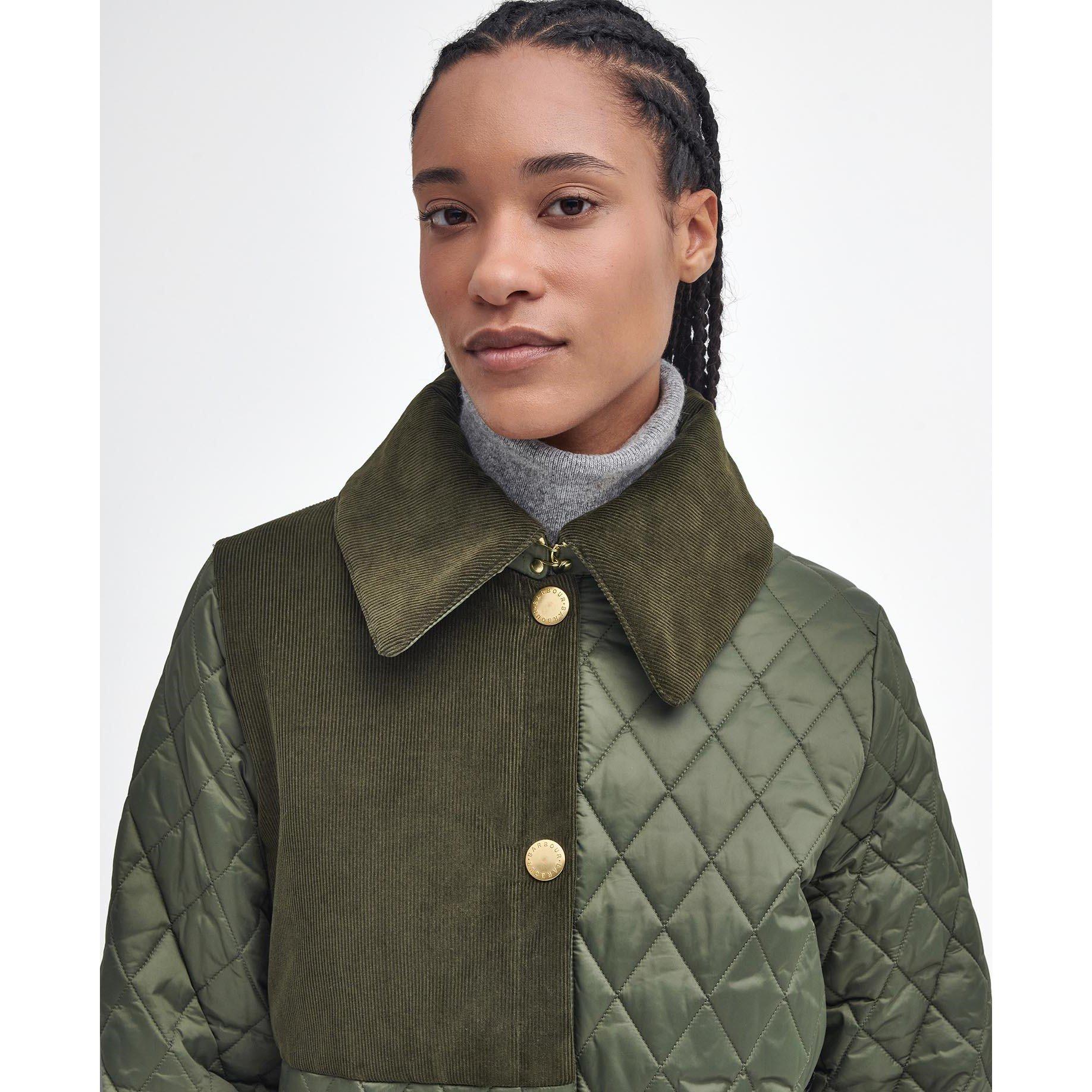 Olive/Ancient - Barbour - Women's  Reeth Diamond Quilted Patchwork Jacket - 4