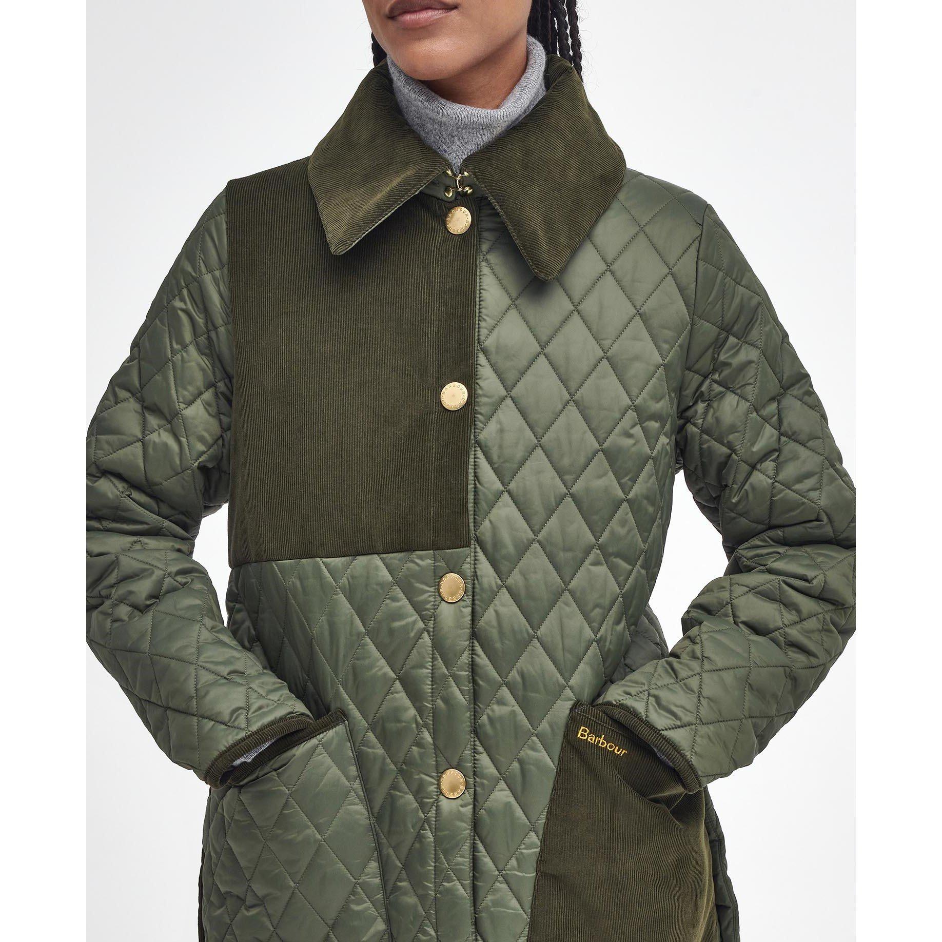 Olive/Ancient - Barbour - Women's  Reeth Diamond Quilted Patchwork Jacket - 5