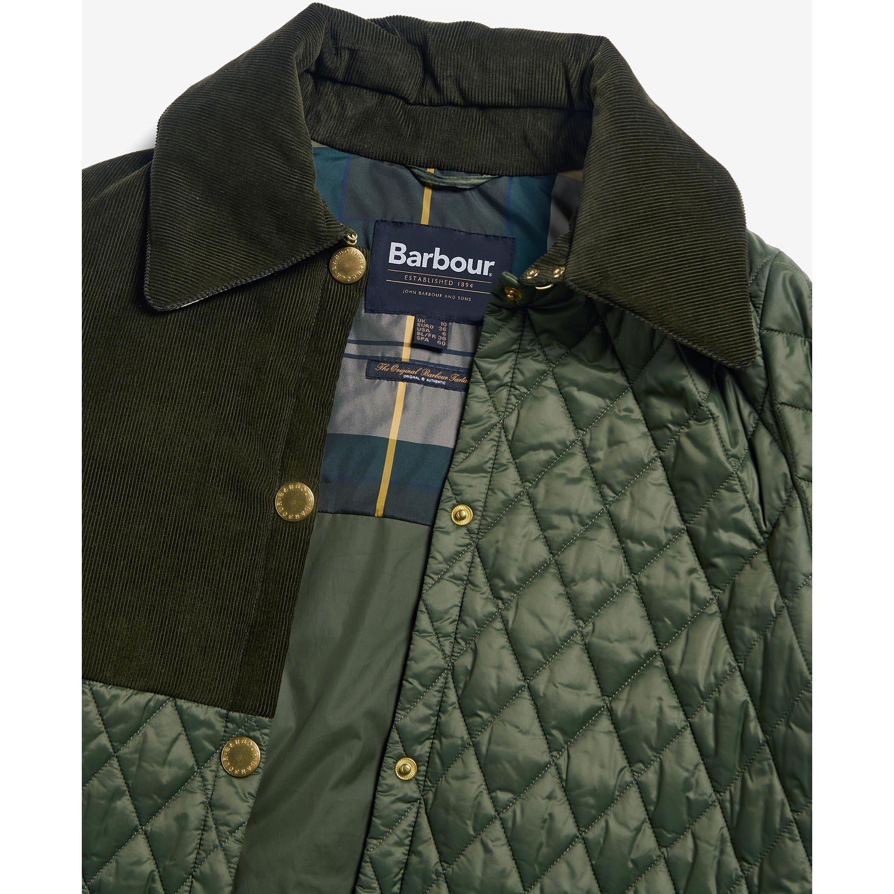 Olive/Ancient - Barbour - Women's  Reeth Diamond Quilted Patchwork Jacket - 8