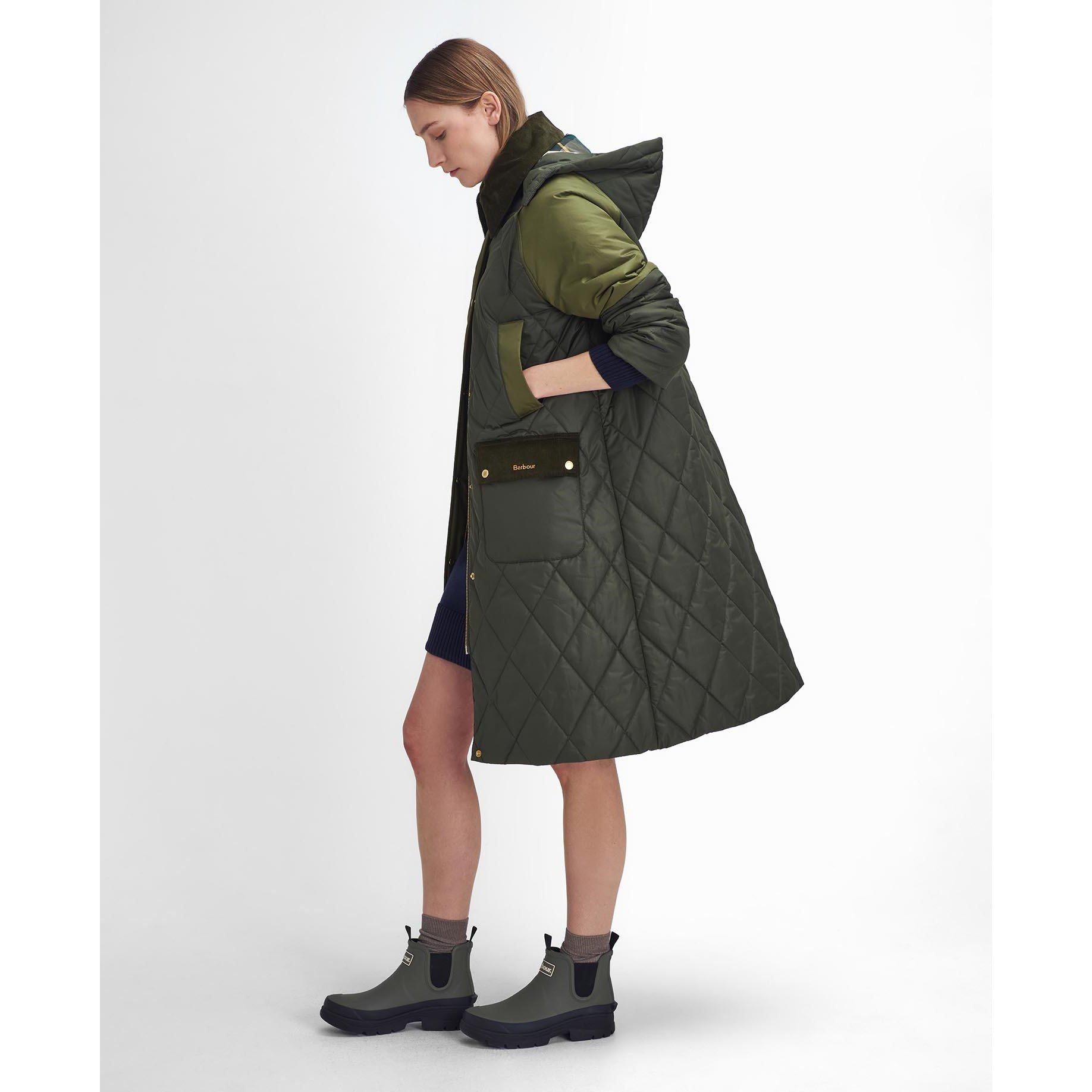 Olive/Ancient - Barbour - Women's Cookston Longline Detachable Hood Quilted Jacket - 3