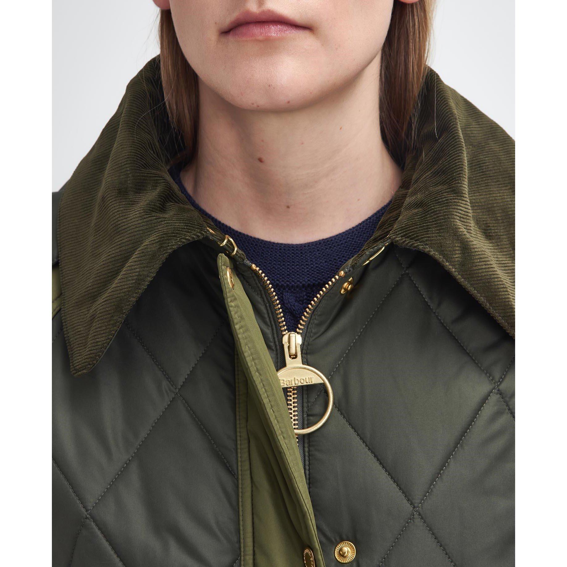 Olive/Ancient - Barbour - Women's Cookston Longline Detachable Hood Quilted Jacket - 5