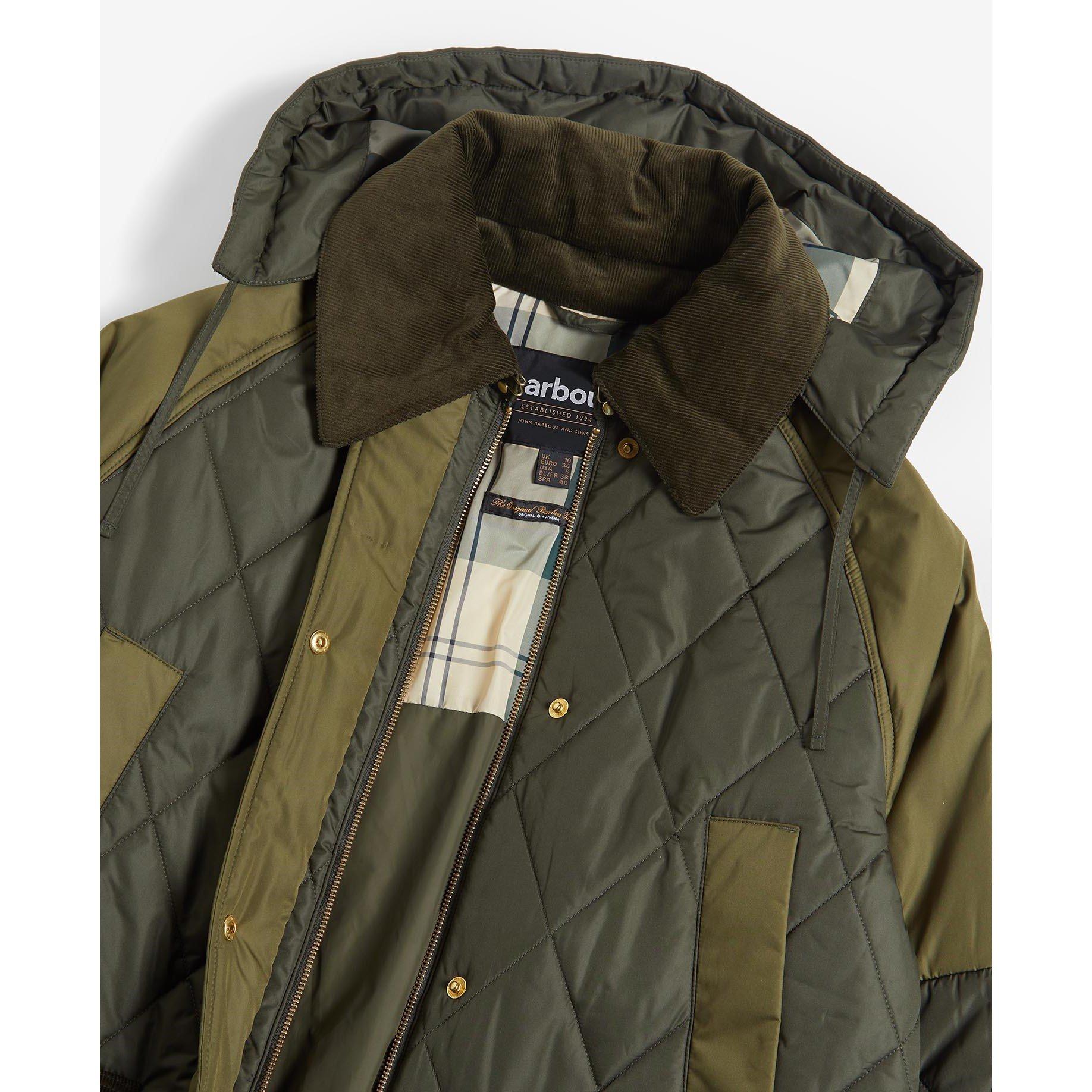 Olive/Ancient - Barbour - Women's Cookston Longline Detachable Hood Quilted Jacket - 8
