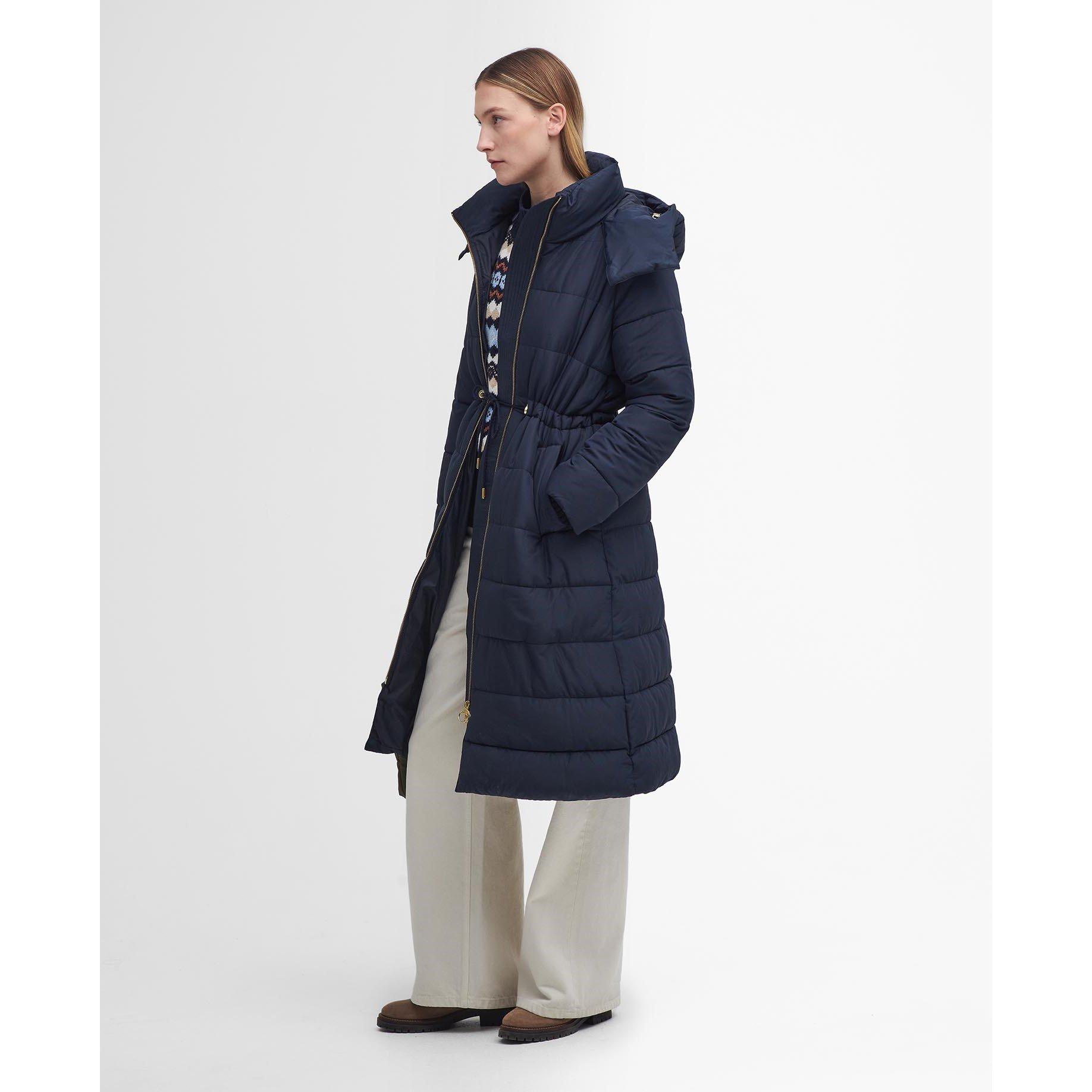 Navy - Barbour - Women's Mannue Longline Quilted Jacket - 1