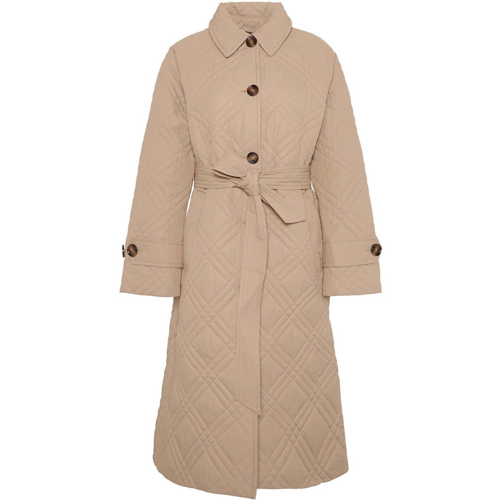 Honey/Cabernet - Barbour - Women's Mariah Quilted Tartan Short Puffer Jacket - 10