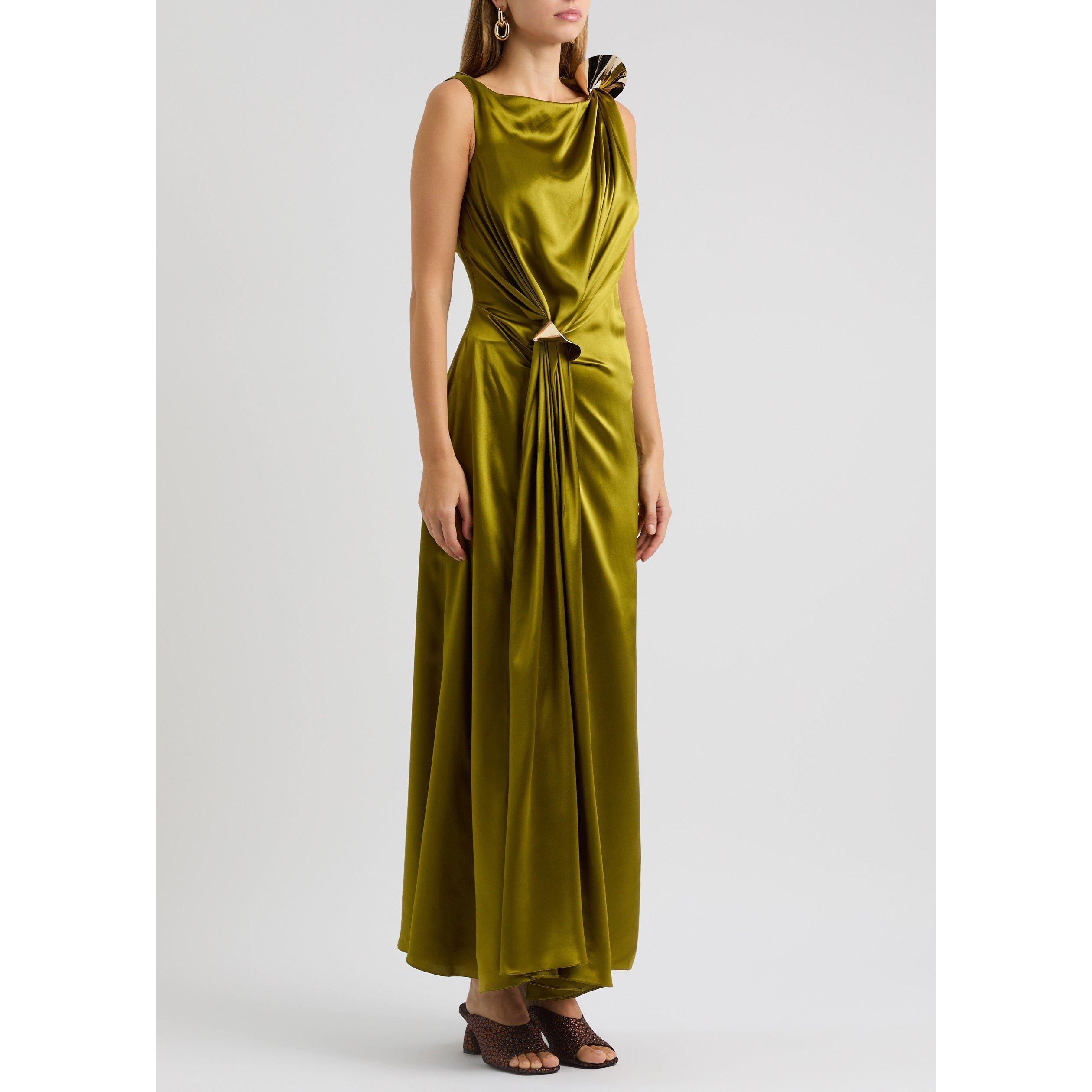 GREEN OLIVE - Roksanda Ilincic - FAUNA LONG DRESS - 2