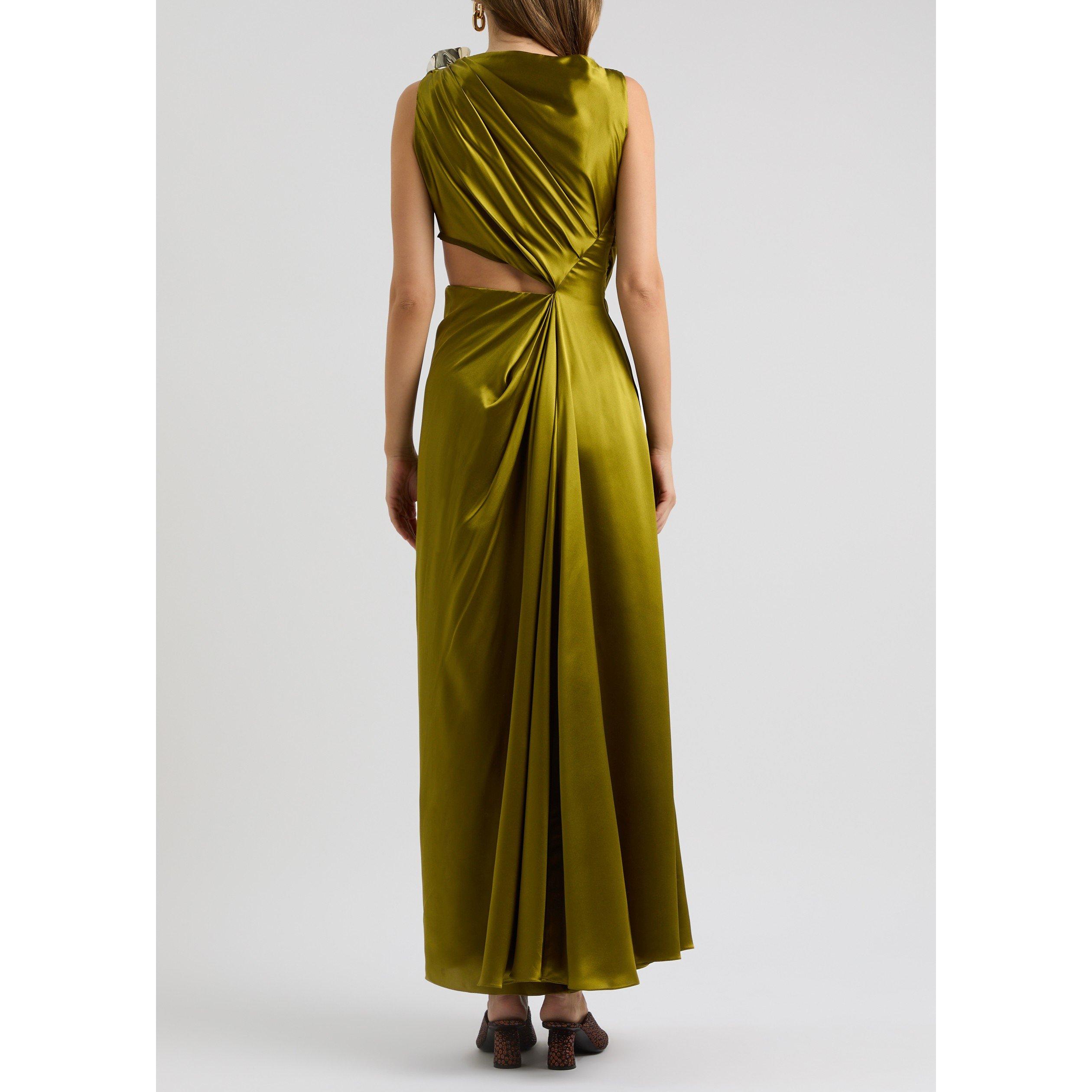 GREEN OLIVE - Roksanda Ilincic - FAUNA LONG DRESS - 3