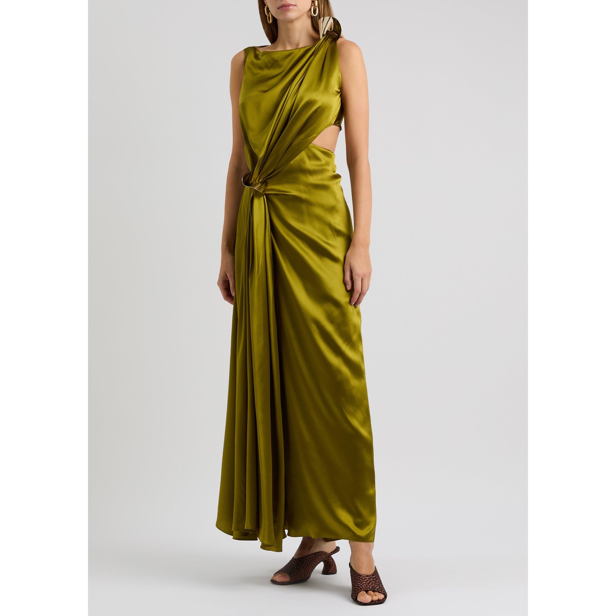 GREEN OLIVE - Roksanda Ilincic - FAUNA LONG DRESS - 5