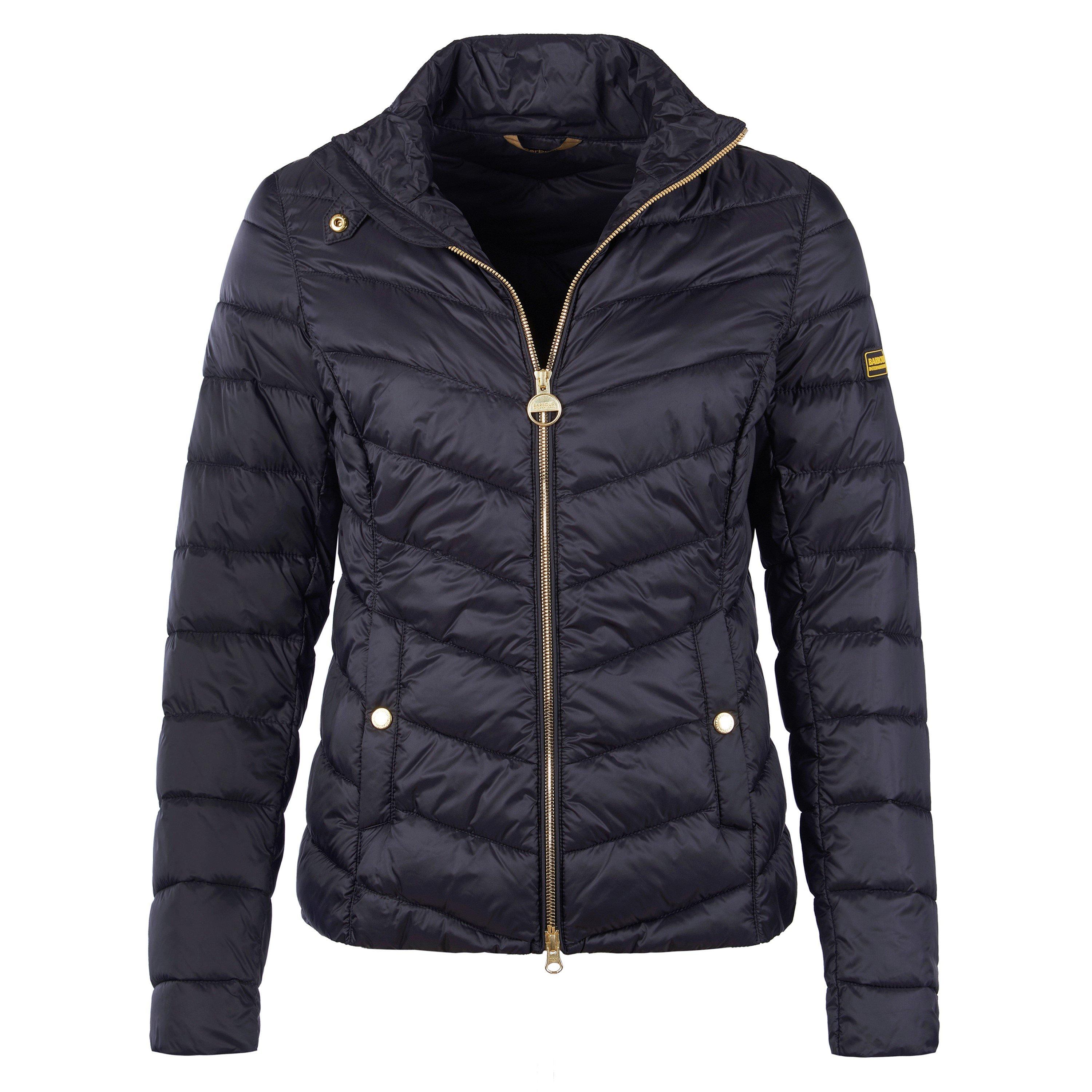 Black - Barbour International - Women's Auburn Quilted Long Sleeve Funnel Neck Slim Fit Short Puffer Jacket - 1