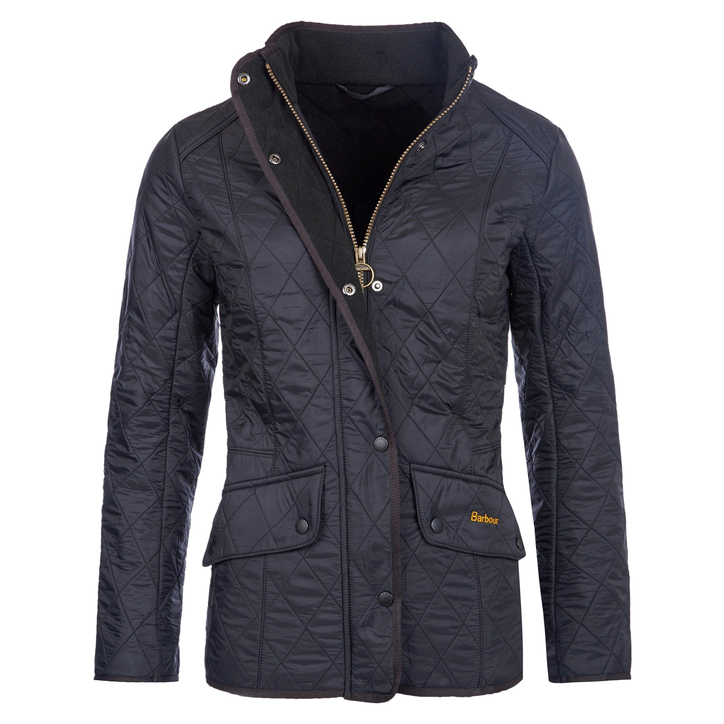 Black - Barbour - Women's Cavalry Polarquilt Diamond-Quilted Fleece-Lined Long Sleeve Slim Fit Quilted Jacket - 1
