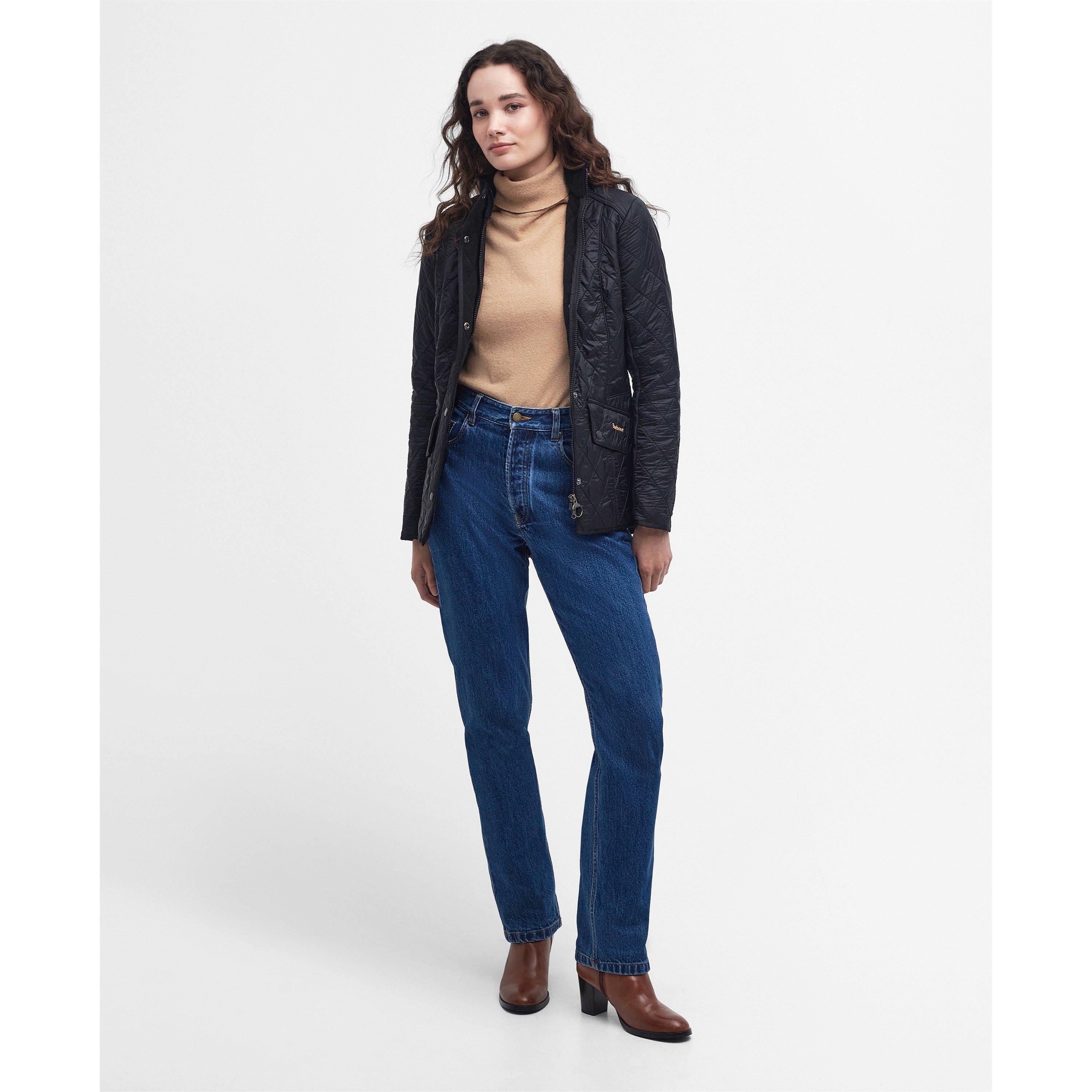 Black - Barbour - Women's Cavalry Polarquilt Diamond-Quilted Fleece-Lined Long Sleeve Slim Fit Quilted Jacket - 9