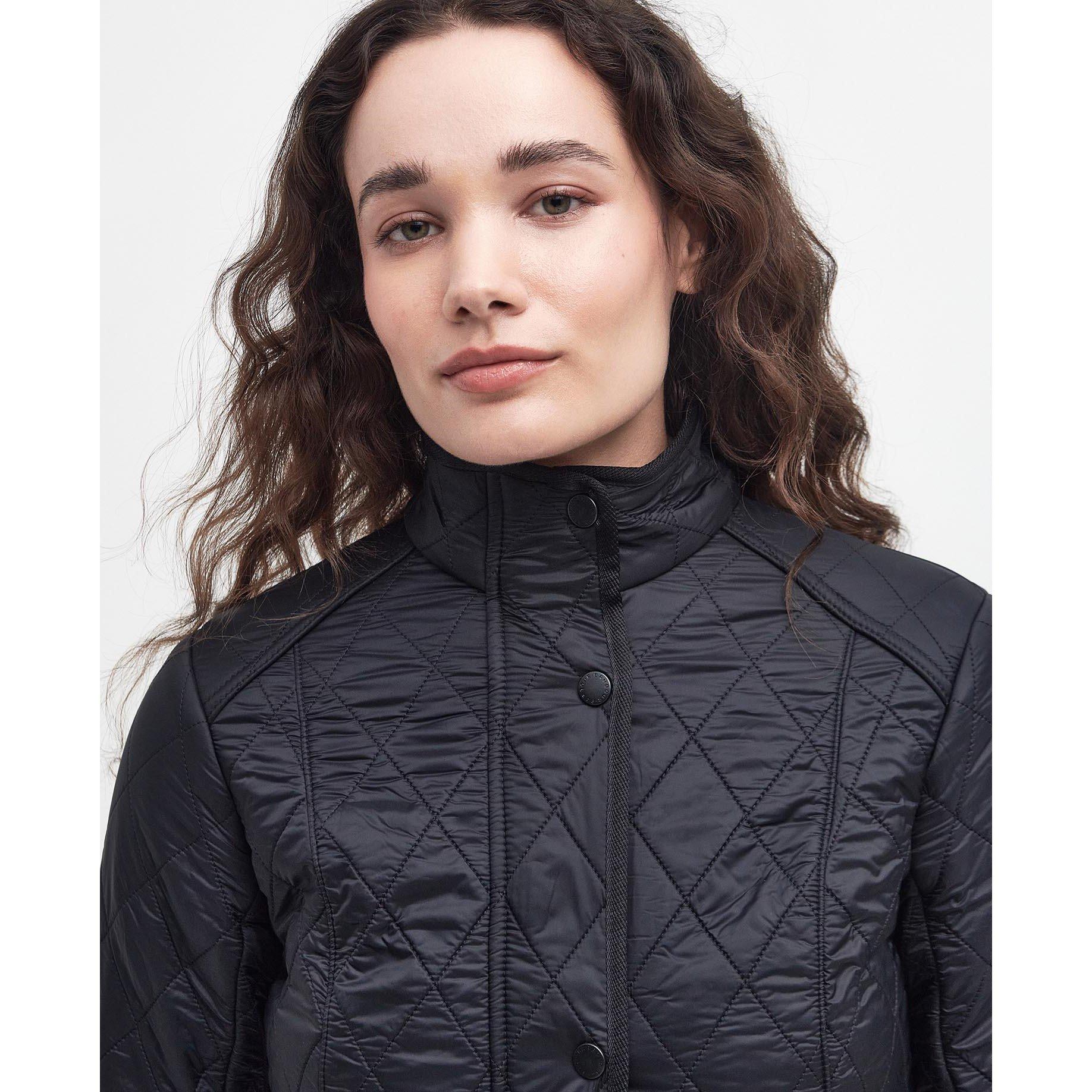 Black - Barbour - Women's Cavalry Polarquilt Diamond-Quilted Fleece-Lined Long Sleeve Slim Fit Quilted Jacket - 9