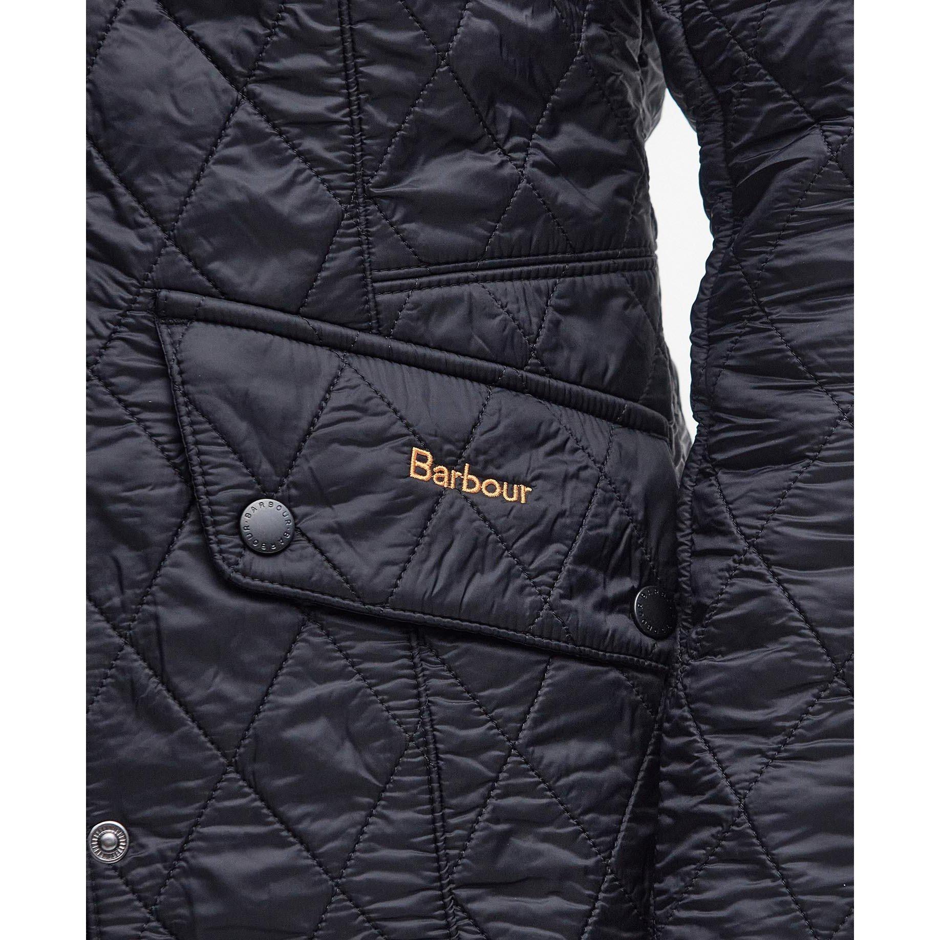Black - Barbour - Women's Cavalry Polarquilt Diamond-Quilted Fleece-Lined Long Sleeve Slim Fit Quilted Jacket - 6